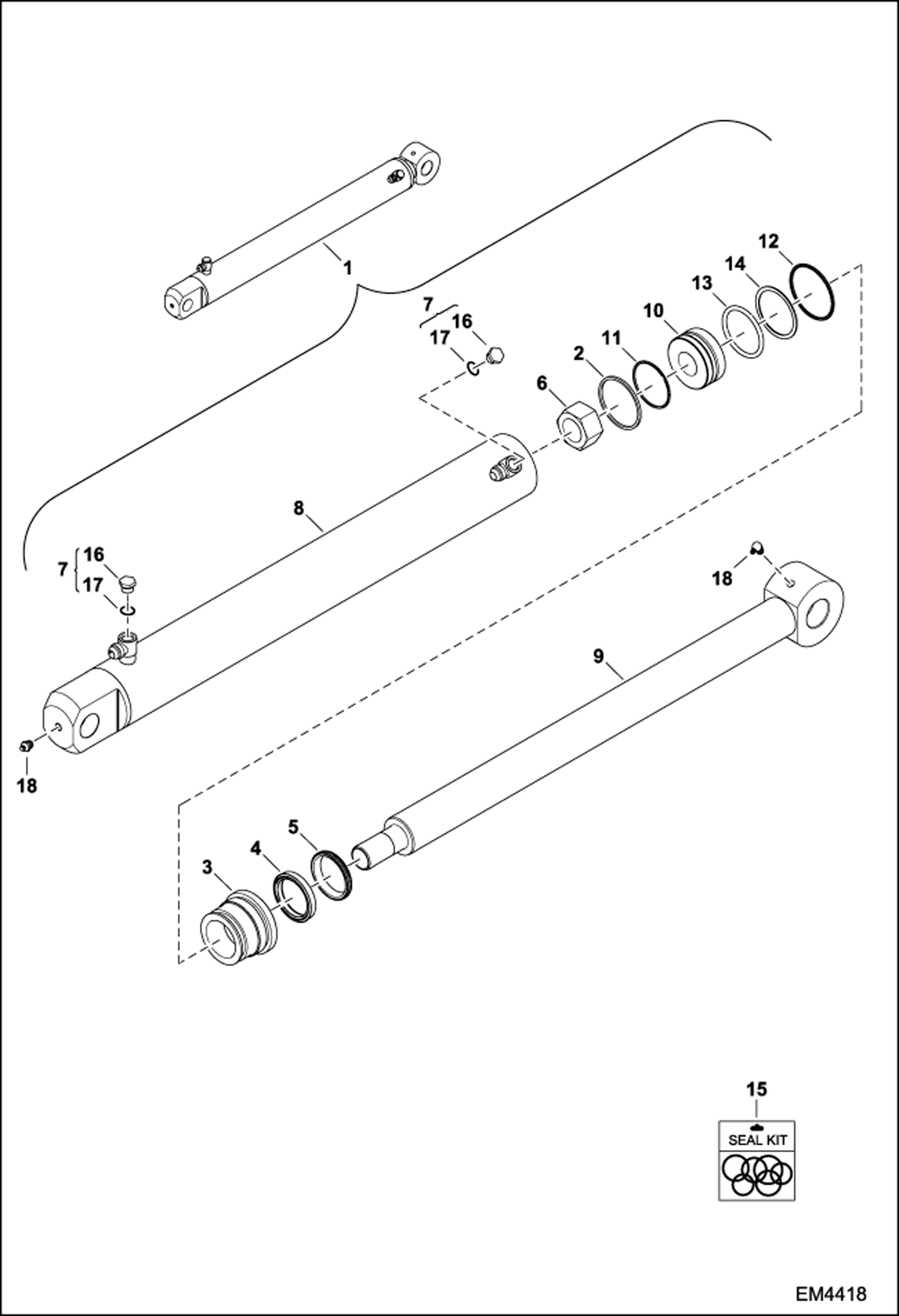 Схема запчастей Bobcat BACKHOE - BUCKET CYLINDER (A2HH, A36S) BACKHOE