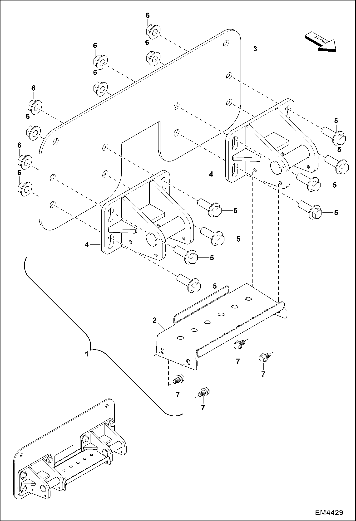 Схема запчастей Bobcat BACKHOE - MOUNT KIT (Inner Type) BACKHOE