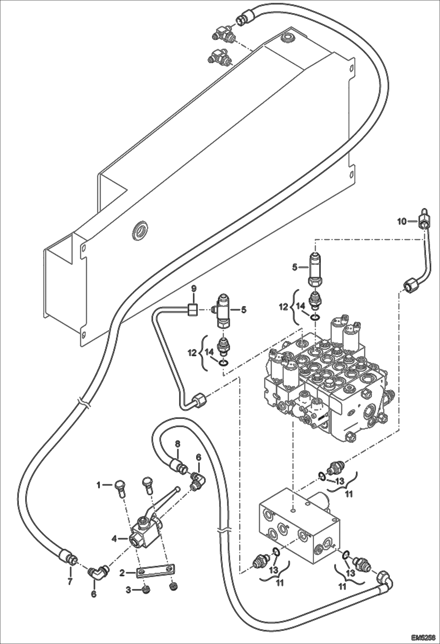 Схема запчастей Bobcat T2250 - HYDRAULIC CIRCUITRY (Unlock Valve) (S/N AC1911252 - 14999) ACCESSORIES & OPTIONS