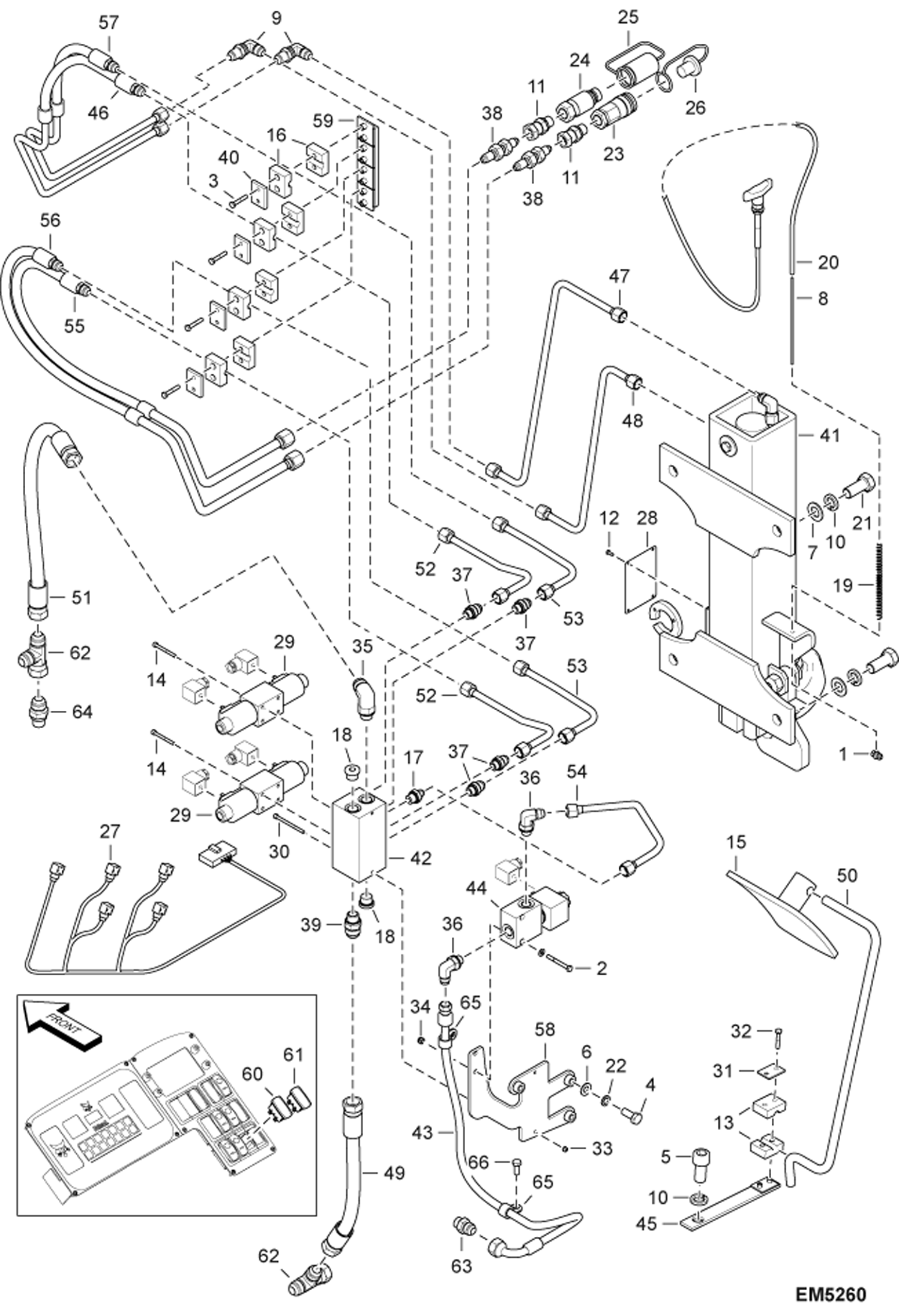 Схема запчастей Bobcat T2250 - HYDRAULIC CIRCUITRY (Rear Hydraulic Hook & Auxiliary Hydraulics) (S/N AC1911252 - 14999) ACCESSORIES & OPTIONS