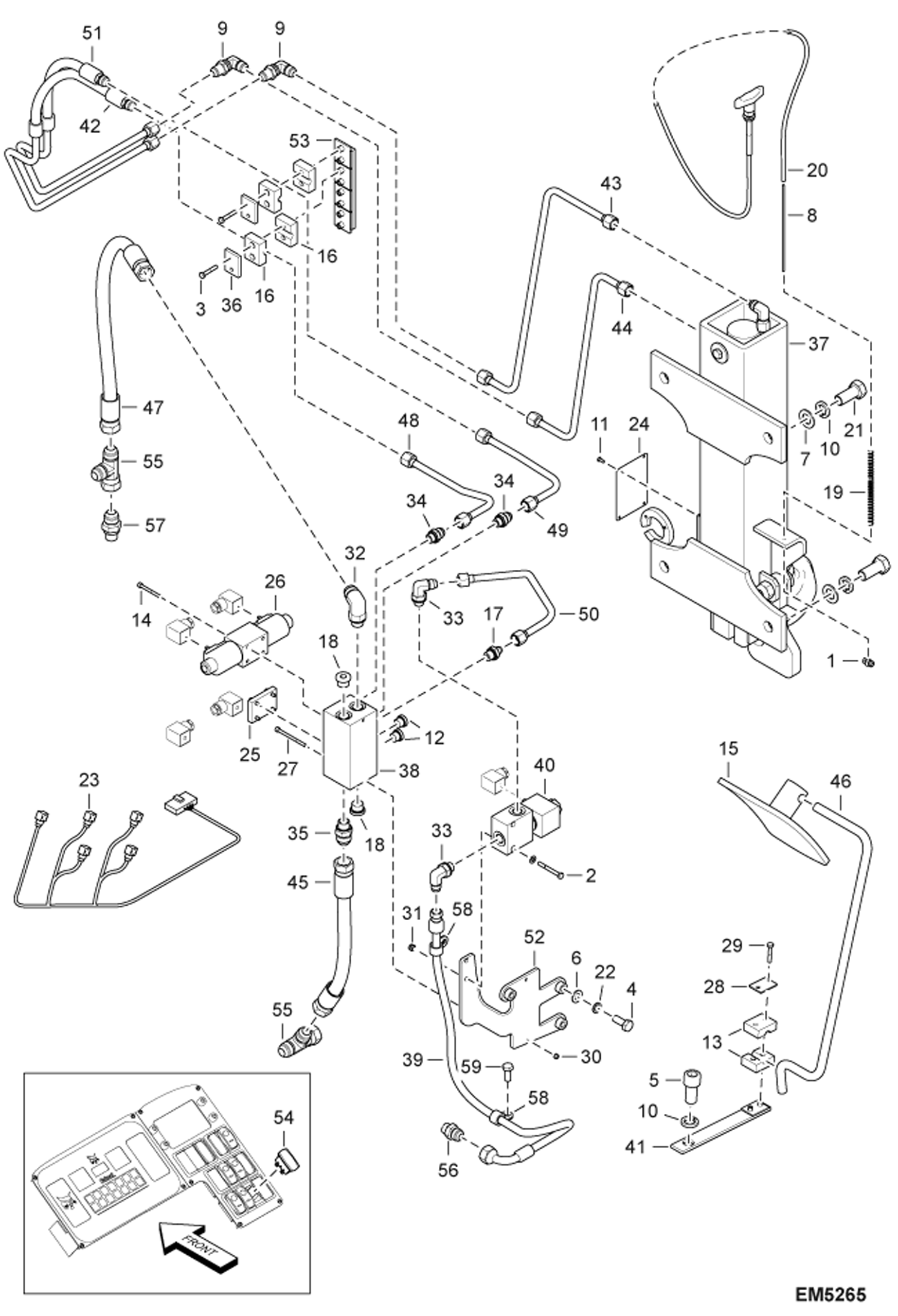 Схема запчастей Bobcat T2250 - HYDRAULIC CIRCUITRY (Rear Hydraulic Hook) (S/N AC1911252 - 14999) ACCESSORIES & OPTIONS