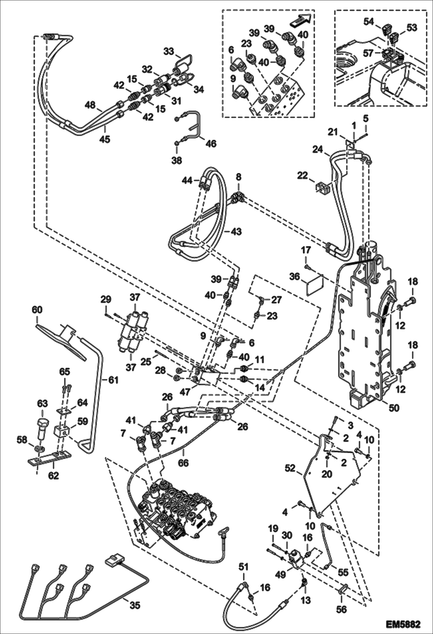 Схема запчастей Bobcat T2566 - REAR HYDRAULIC HOOK & AUXILIARY HYDRAULICS (S/N A8FR13004 - 14999, A8G313001 - 14999) ACCESSORIES & OPTIONS