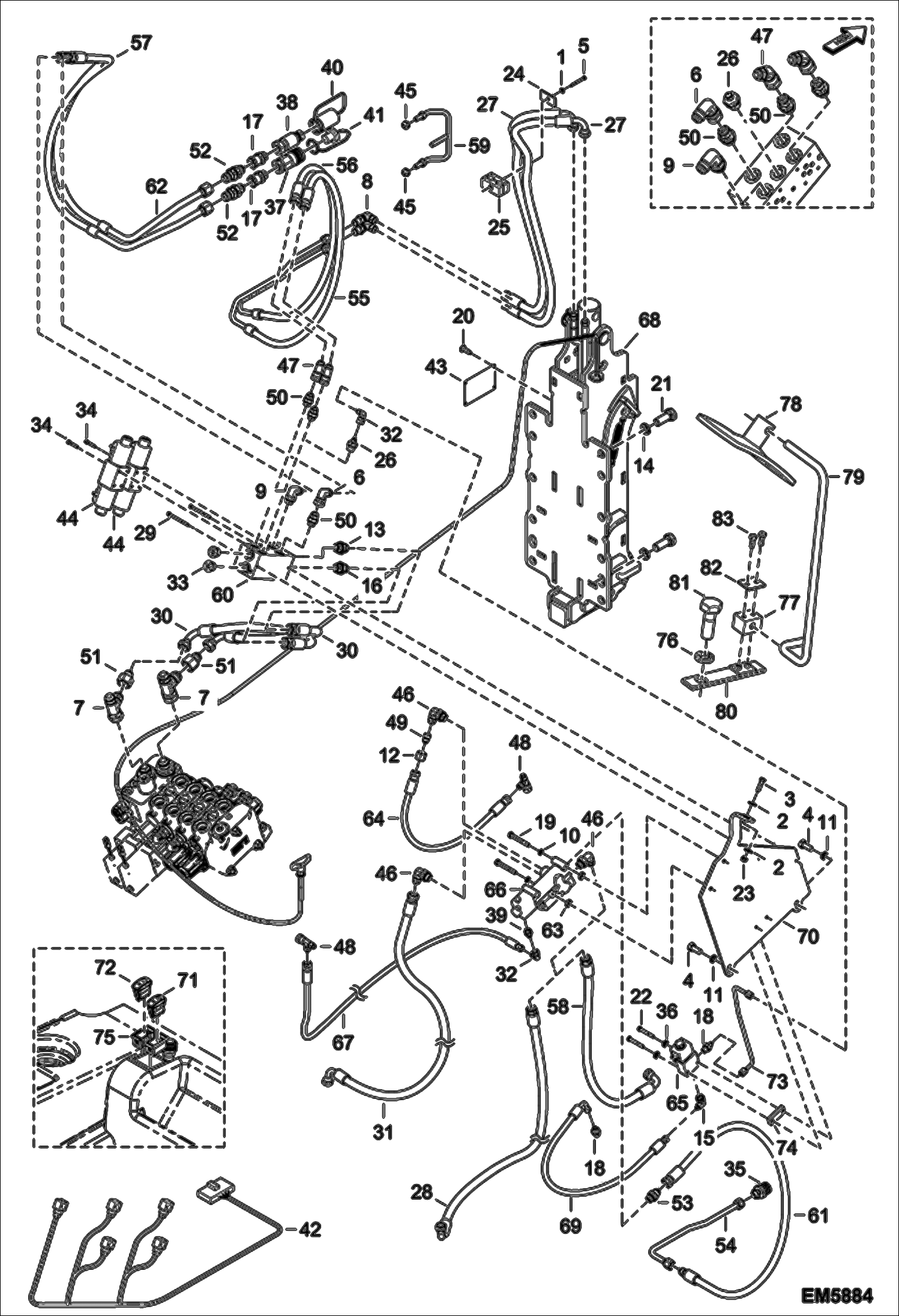 Схема запчастей Bobcat T2566 - REAR HYDRAULIC HOOK, AUXILIARY HYDRAULICS & TRAILE (S/N A8FR13004 - 14999, A8G313001 - 14999) ACCESSORIES & OPTIONS