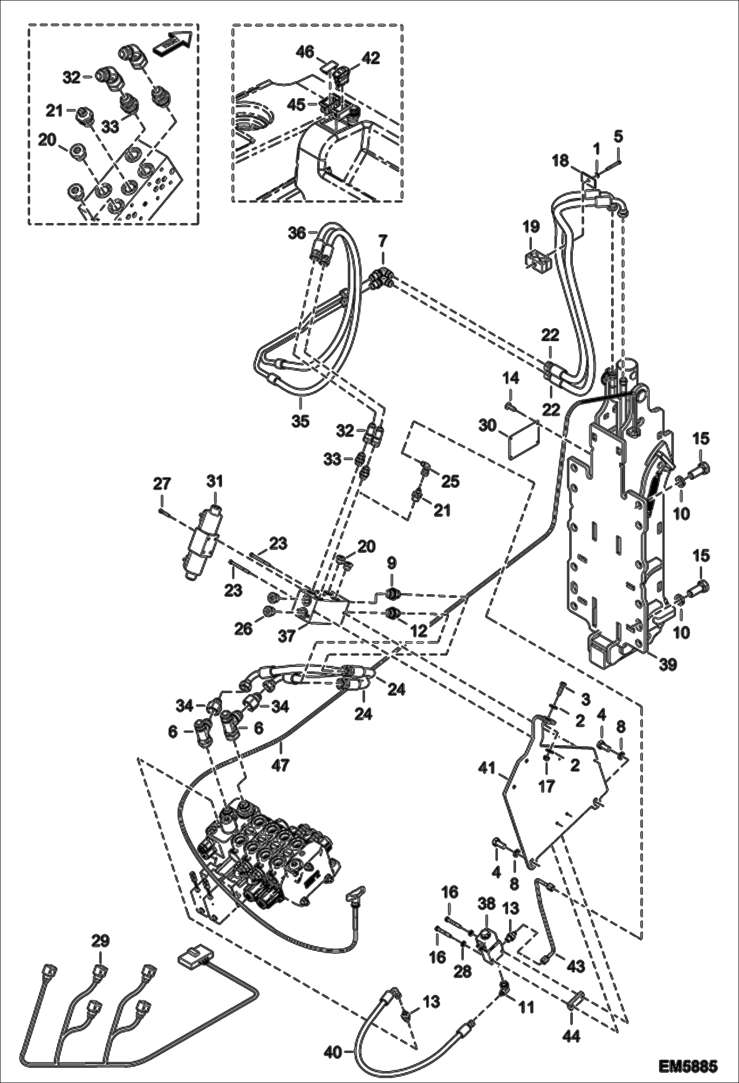 Схема запчастей Bobcat T2566 - REAR HYDRAULIC HOOK CIRCUITRY (S/N A8FR13004 - 14999, A8G313001 - 14999) ACCESSORIES & OPTIONS