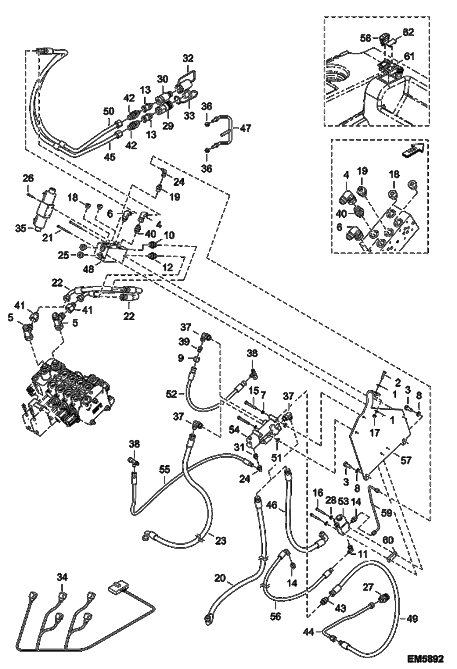 Схема запчастей Bobcat T2566 - REAR AUXILIARY HYDRAULICS & TRAILER BRAKE (S/N A8FR13004 - 14999, A8G313001 - 14999) ACCESSORIES & OPTIONS