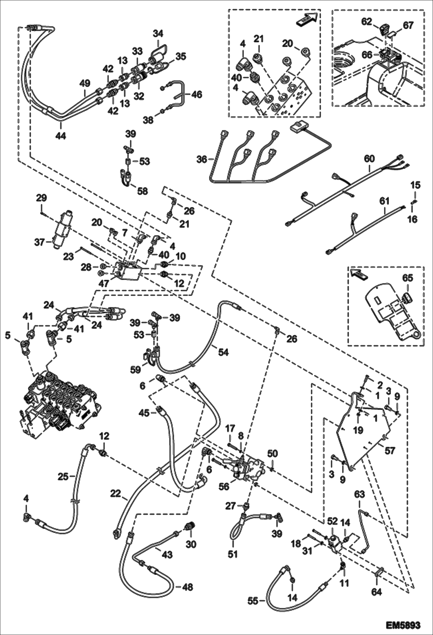 Схема запчастей Bobcat T2566 - REAR AUXILIARY HYDRAULICS & TRAILER BRAKE (Italy Version) (S/N A8FR13004 - 14999, A8G313001 - 14999) ACCESSORIES & OPTIONS