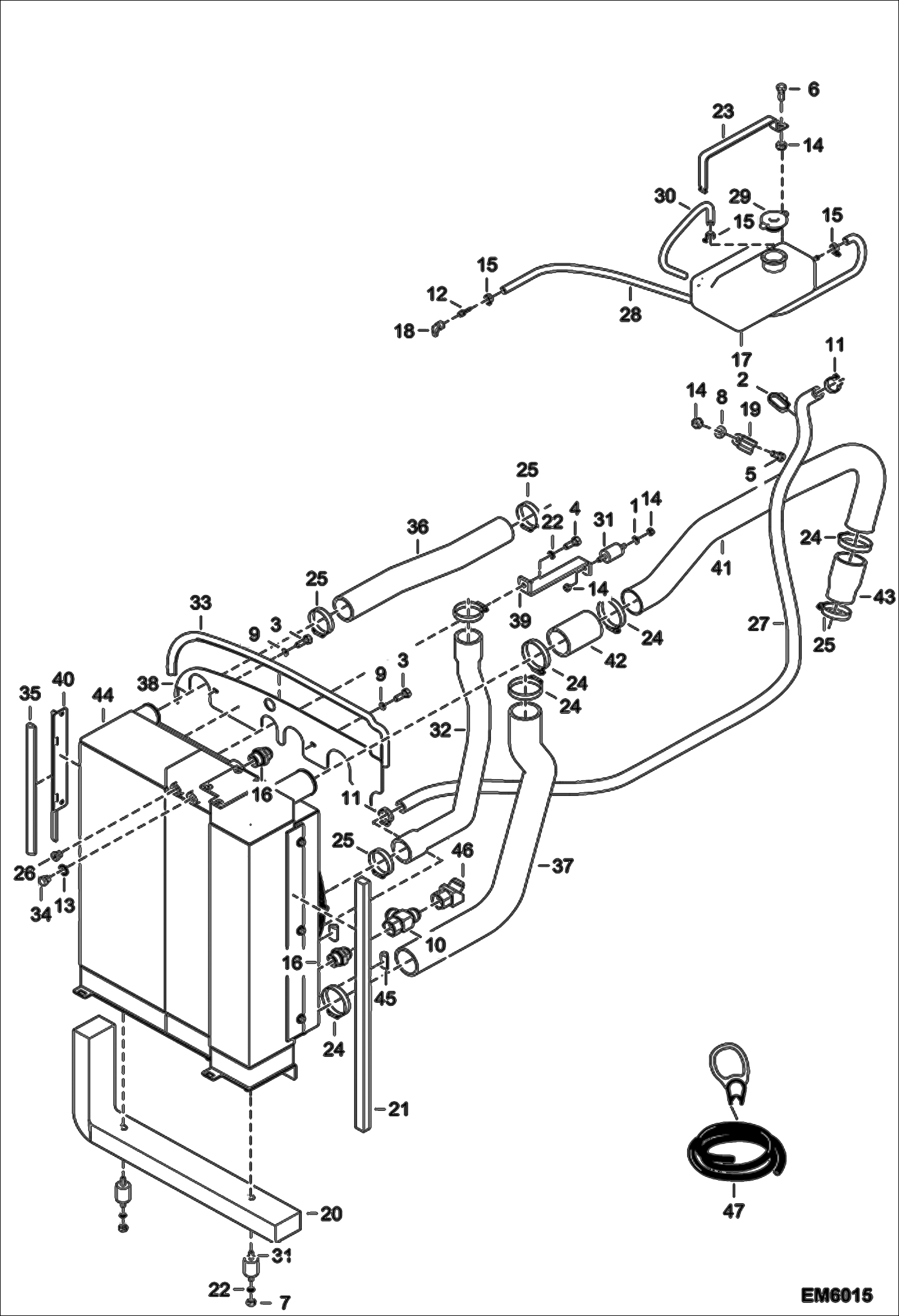 Схема запчастей Bobcat V723 - COOLING SYSTEM INSTALLATION (S/N A8HP12061 & Above, A8HK1003 & Above) POWER UNIT
