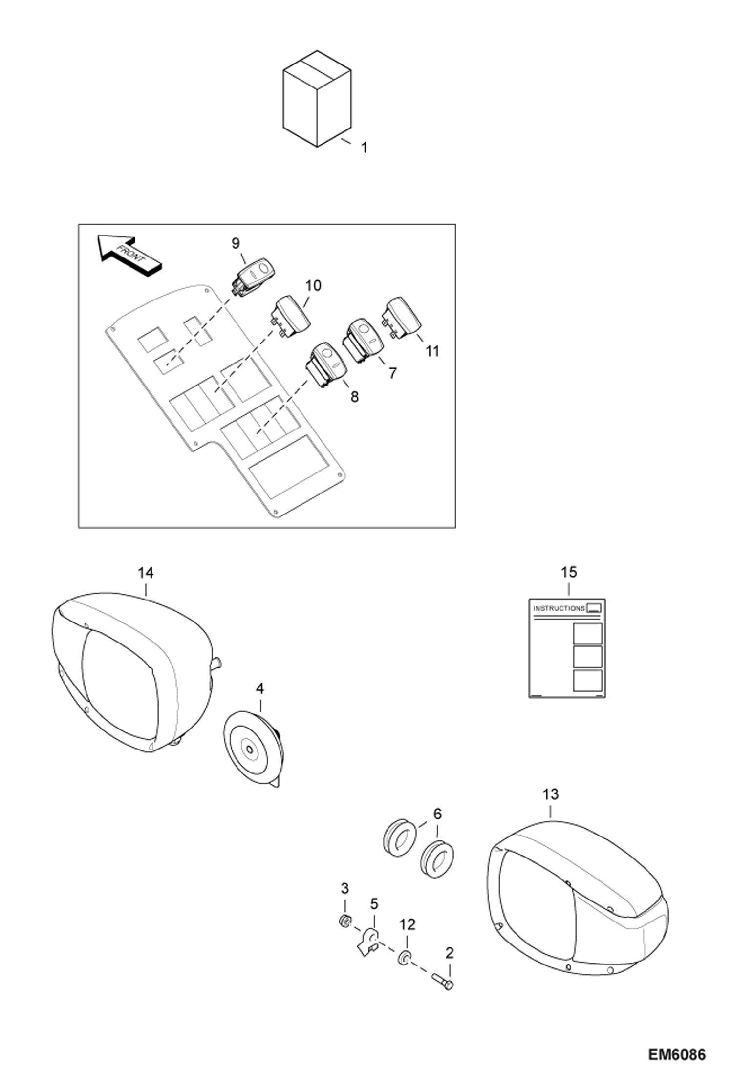 Схема запчастей Bobcat V417 - FRONT LIGHT & HORN KIT (S/N AC1C13000 & Above, AC1D13000 & Above) ACCESSORIES & OPTIONS