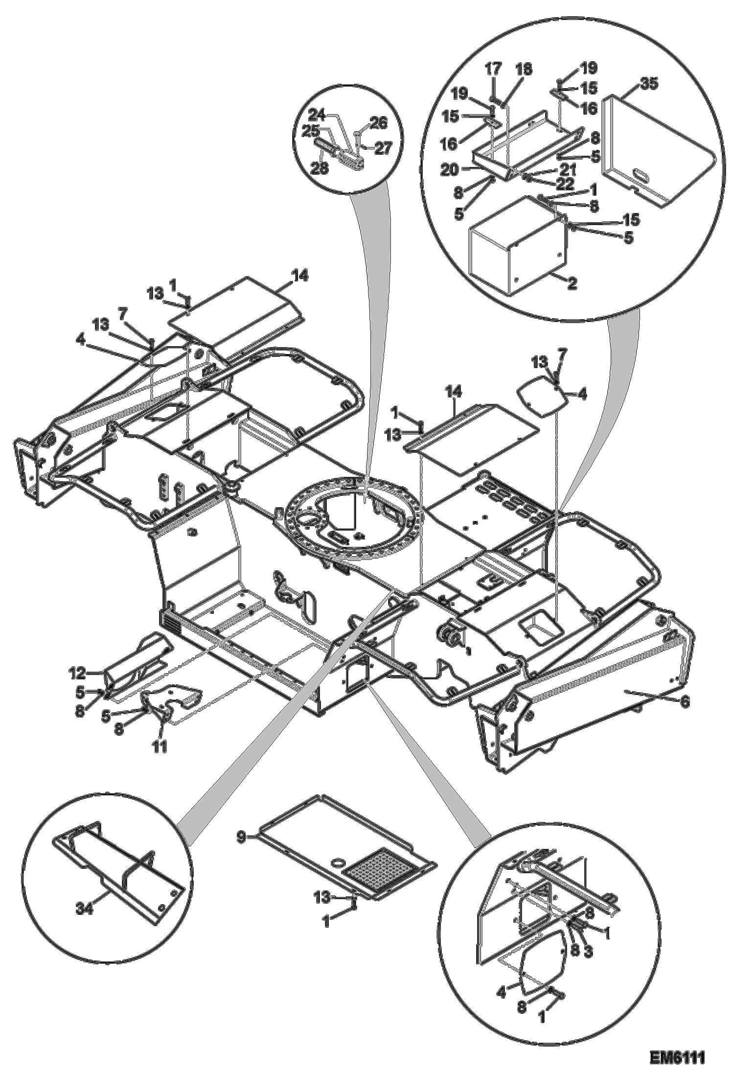 Схема запчастей Bobcat TR50210 - HOUSING & SUPPORTS (Standard Frame) UNDERCARRIAGE