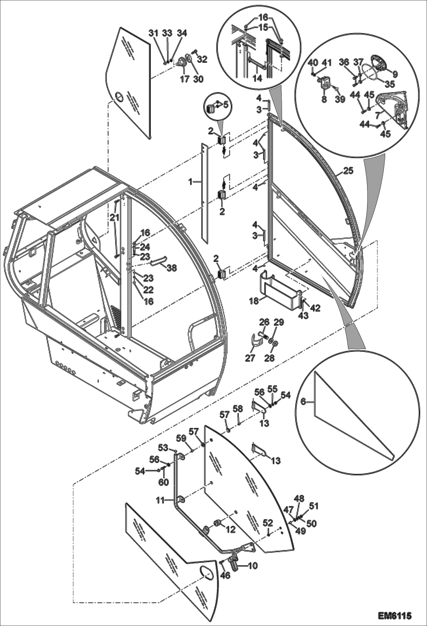 Схема запчастей Bobcat TR45190 - OPERATOR CAB (Door) MAIN FRAME