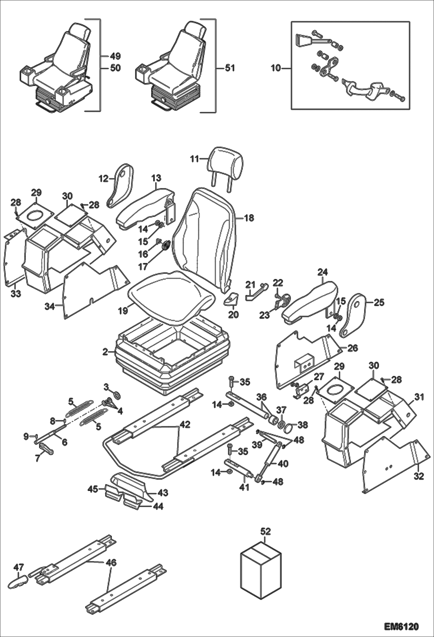 Схема запчастей Bobcat TR50210 - SEAT MAIN FRAME