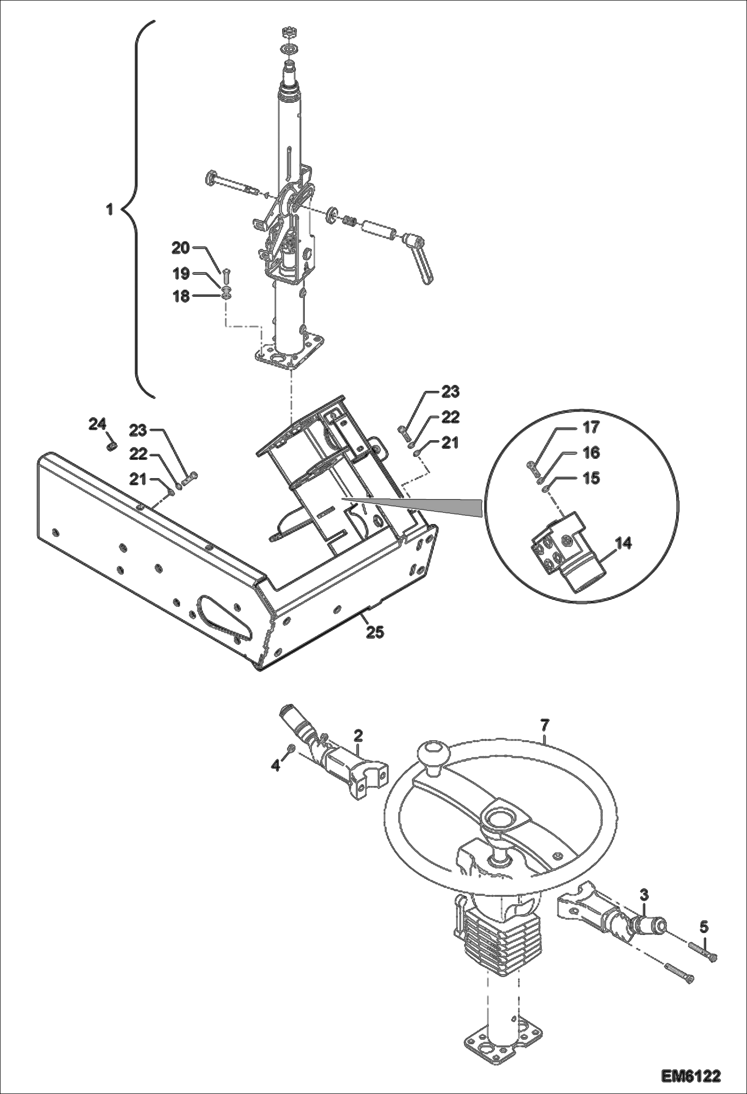 Схема запчастей Bobcat TR50210 - ADJUSTABLE STEERING SYSTEM MAIN FRAME