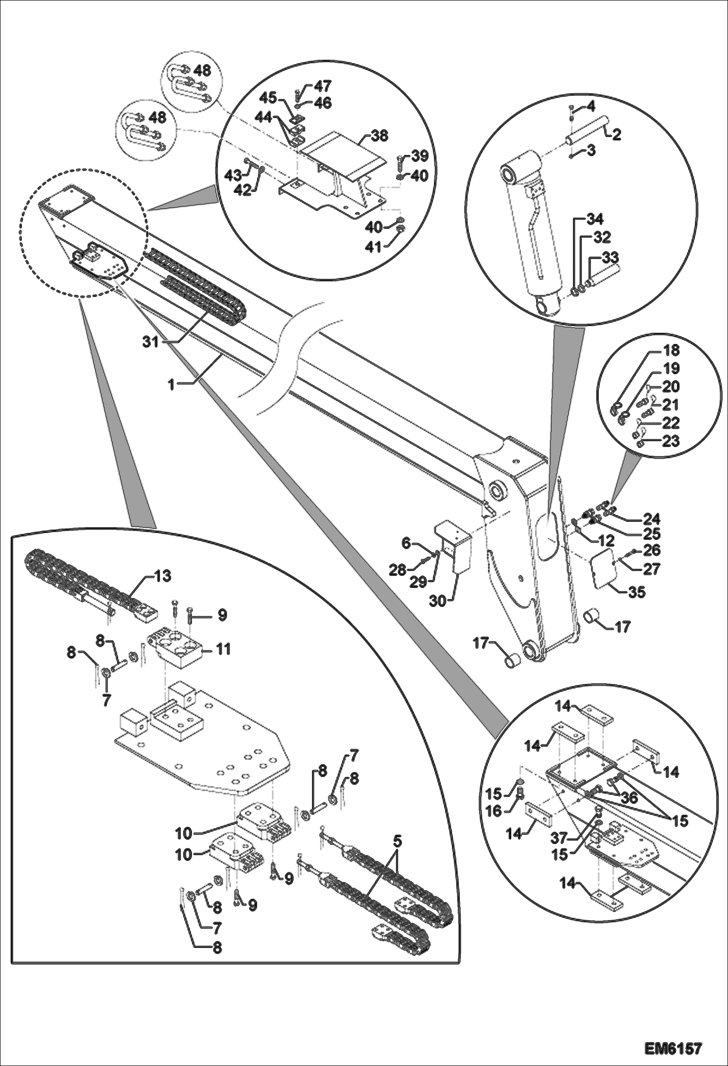 Схема запчастей Bobcat TR40250 - END BOOM MAIN FRAME