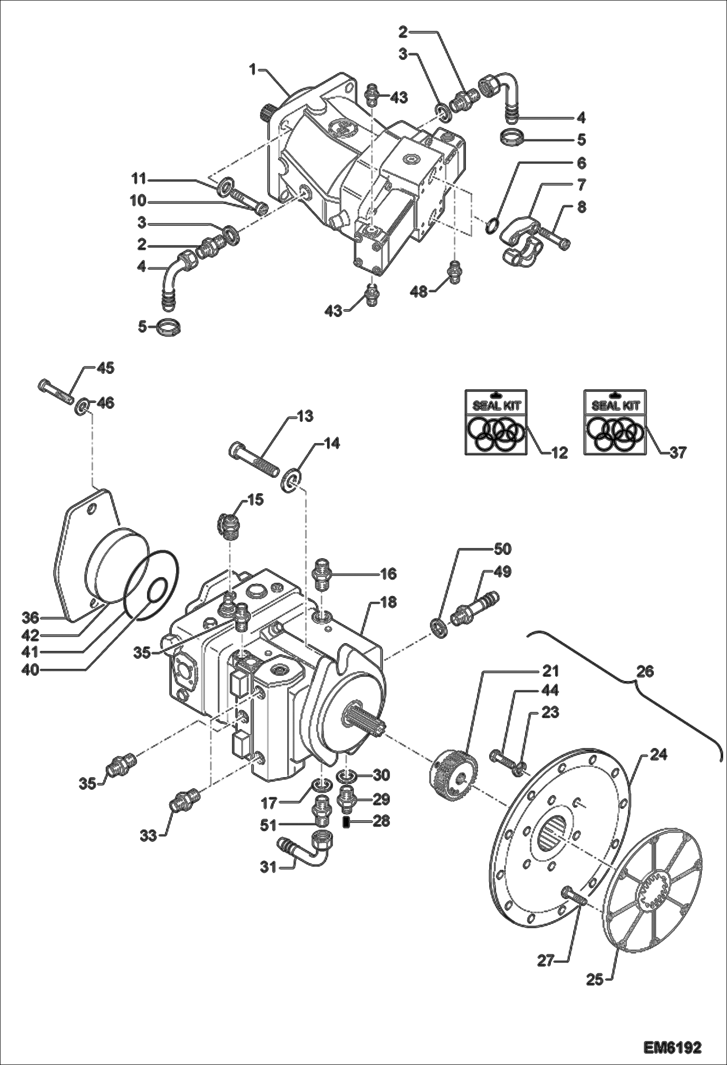 Схема запчастей Bobcat TR45190 - PUMPS & MOTORS HYDROSTATIC SYSTEM