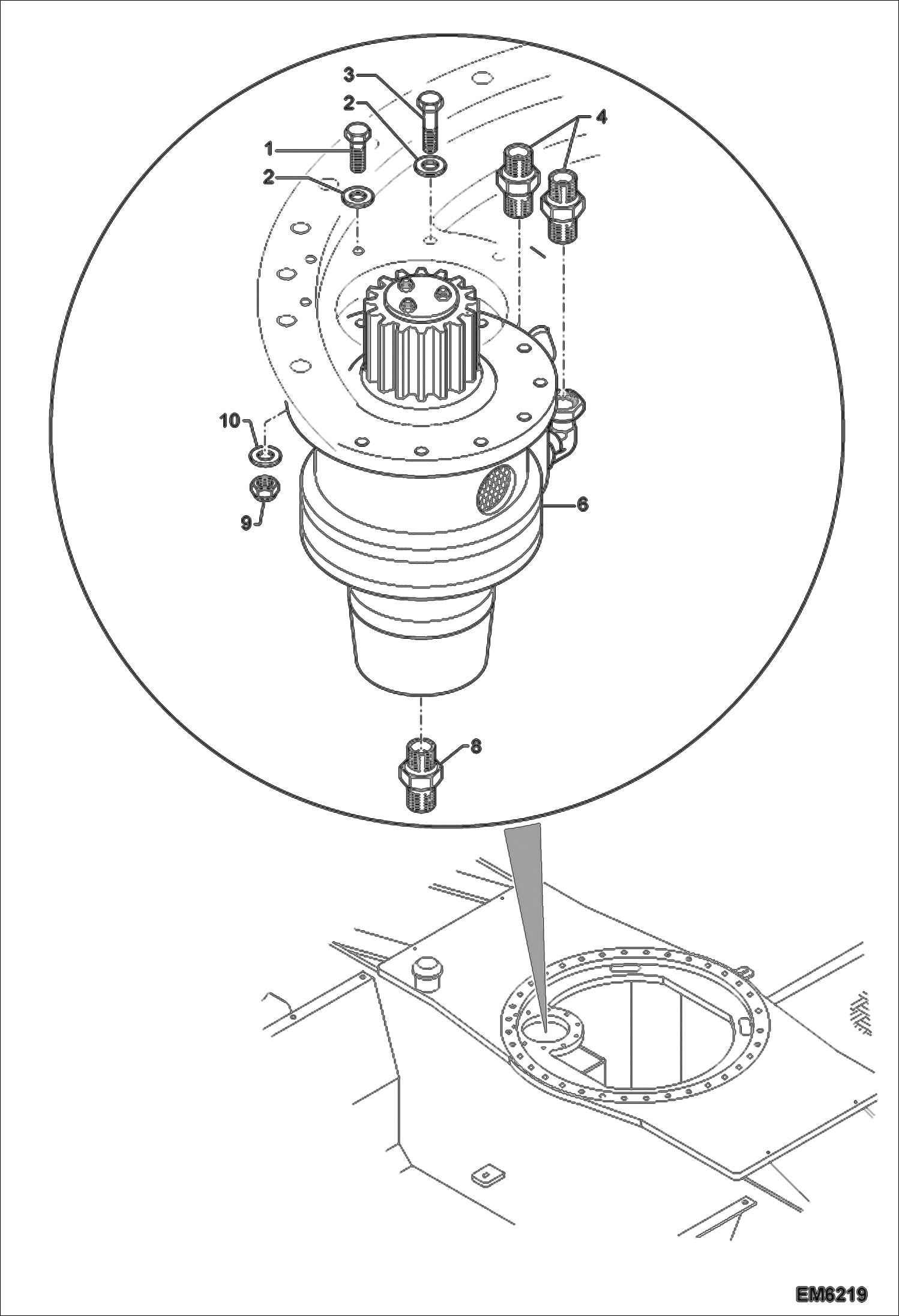 Схема запчастей Bobcat TR45190 - SLEW MOTOR INSTALLATION HYDROSTATIC SYSTEM