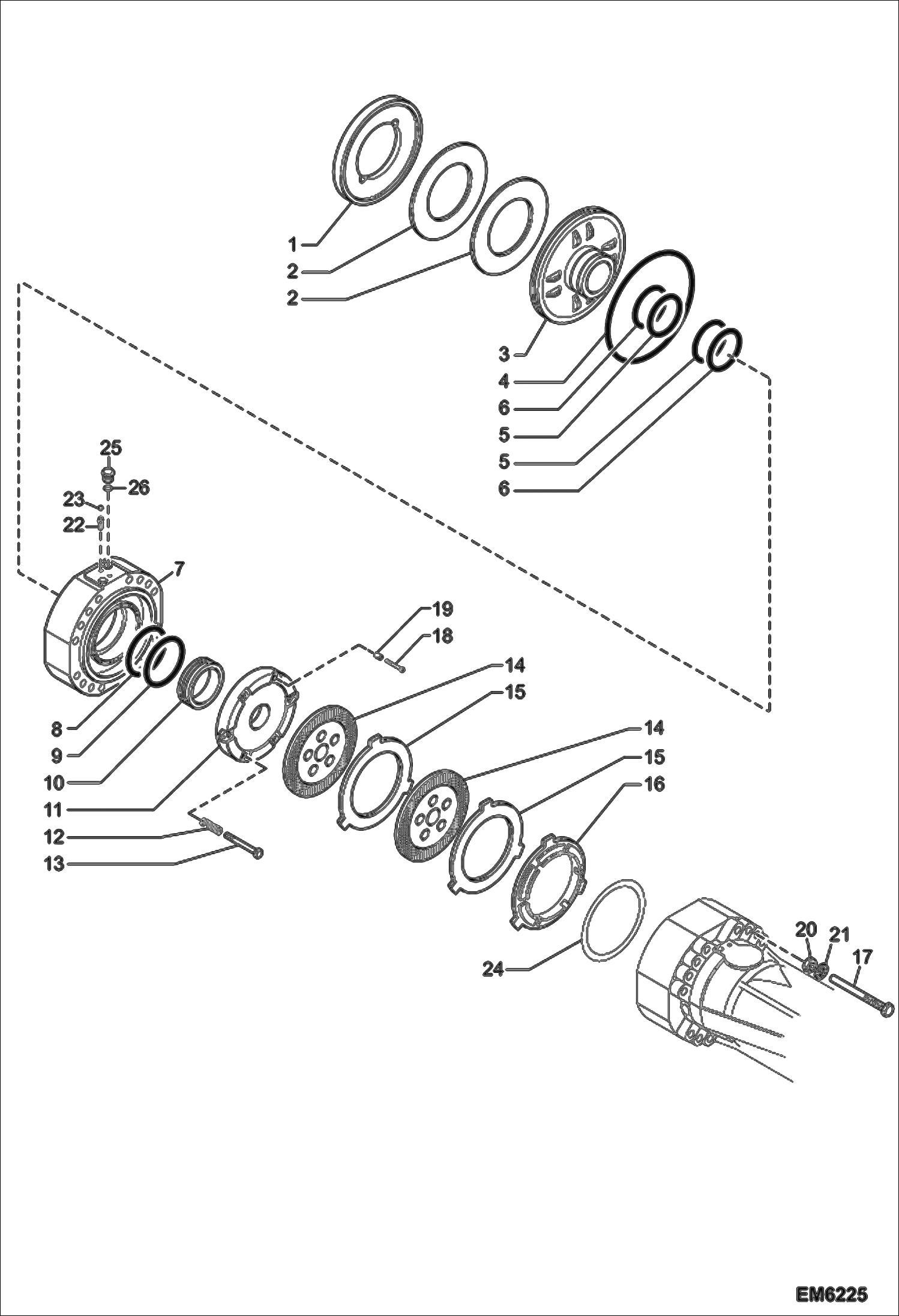Схема запчастей Bobcat TR45190 - REAR AXLE DISC BRAKES DRIVE SYSTEM