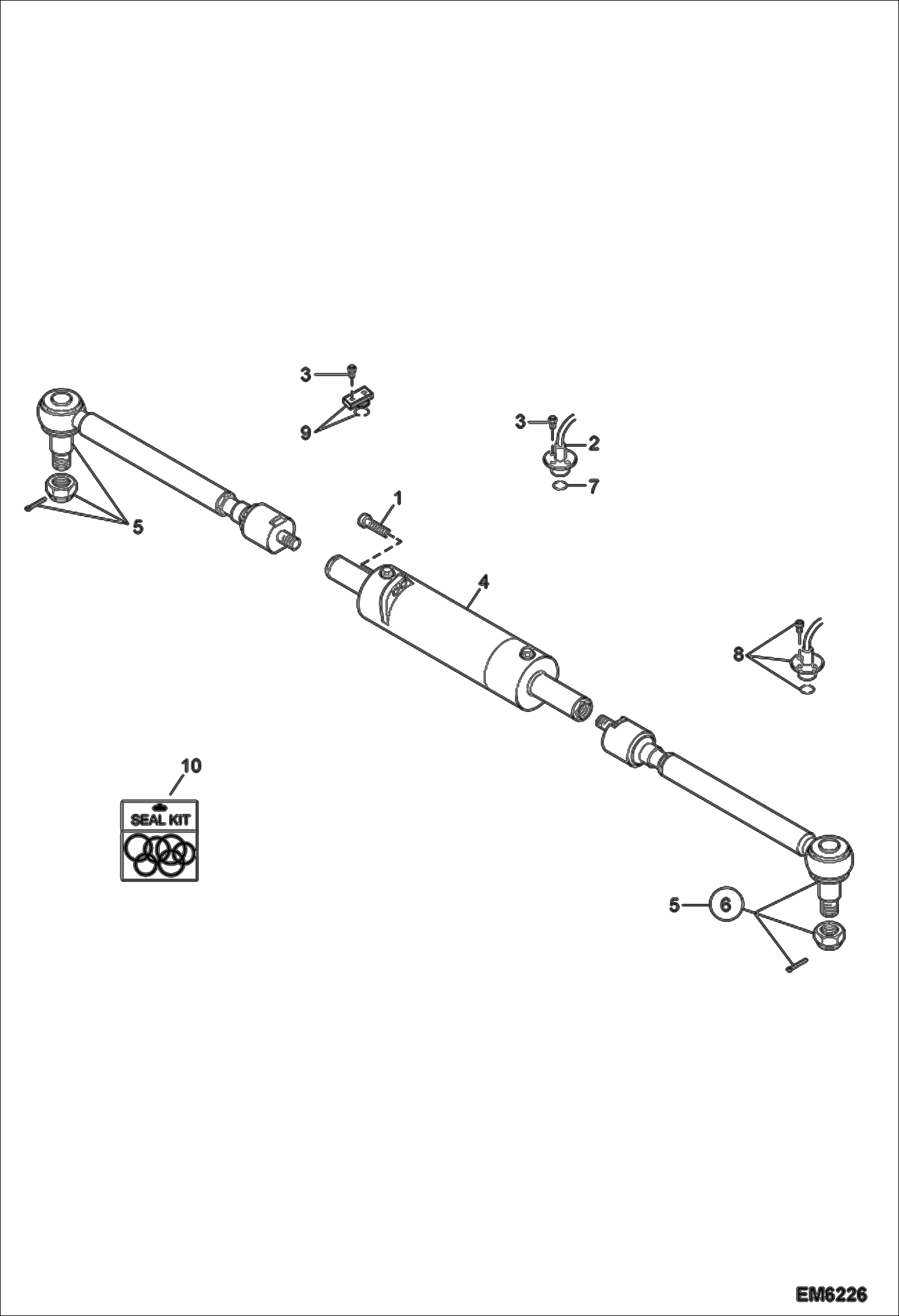 Схема запчастей Bobcat TR50210 - REAR STEERING RODS & CYLINDER DRIVE SYSTEM