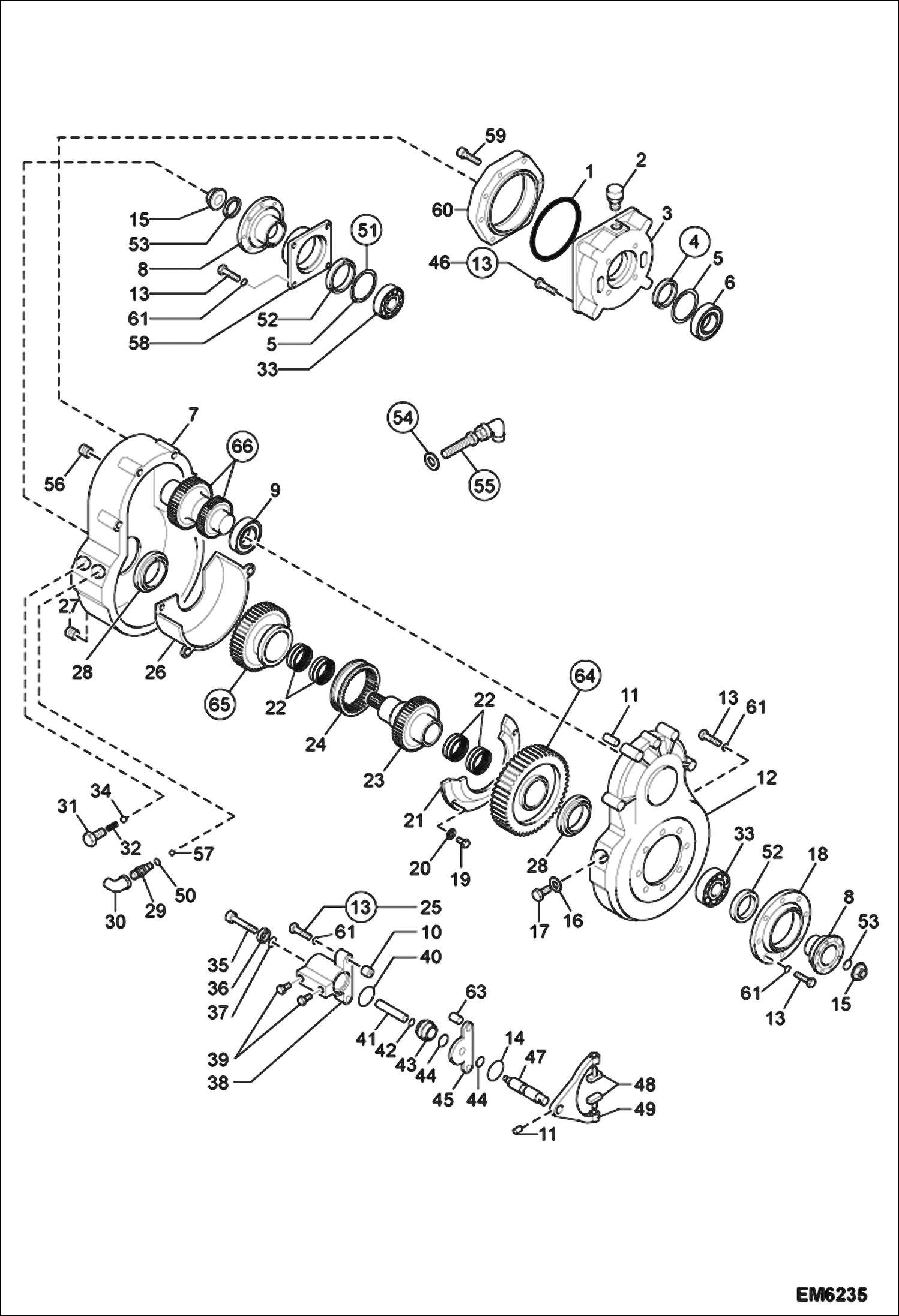 Схема запчастей Bobcat TR45190 - TWO SPEED REDUCER AND DISTRIBUTOR DRIVE SYSTEM