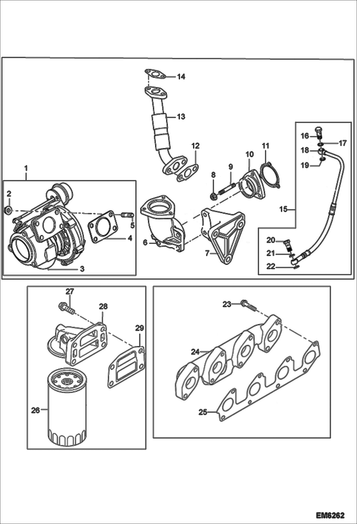 Схема запчастей Bobcat TR50210 - TURBO, OIL FILTER & EXHAUST MANIFOLD POWER UNIT