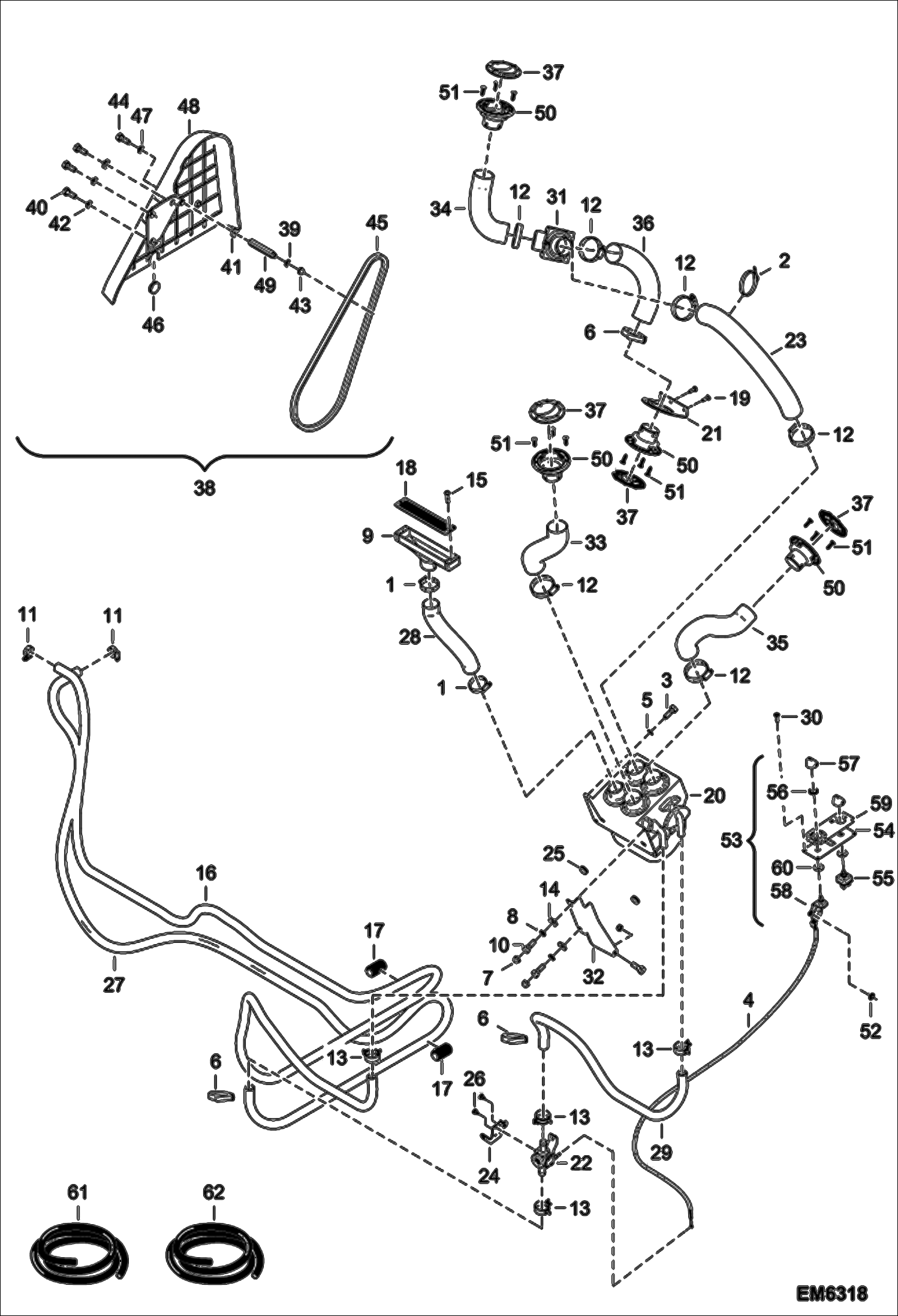 Схема запчастей Bobcat T35100L - HEATING/VENTILATION (S/N A8HD13000 & Above, A8GW13000 & Above, A8GT13000 & Above) MAIN FRAME