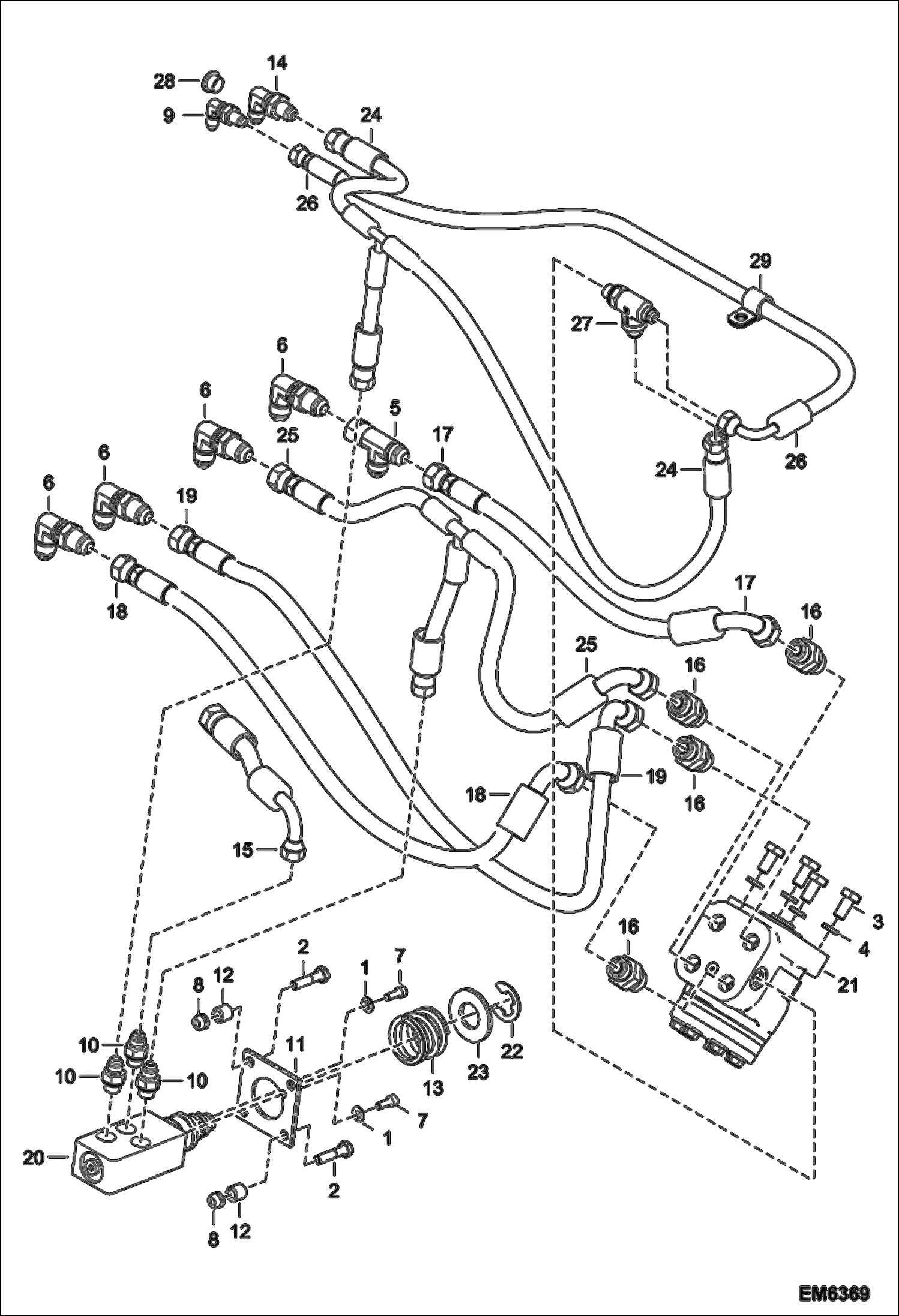 Схема запчастей Bobcat T3571L - CAB HYDRAULIC INSTALLATION (W/O Accumulator) HYDRAULIC SYSTEM