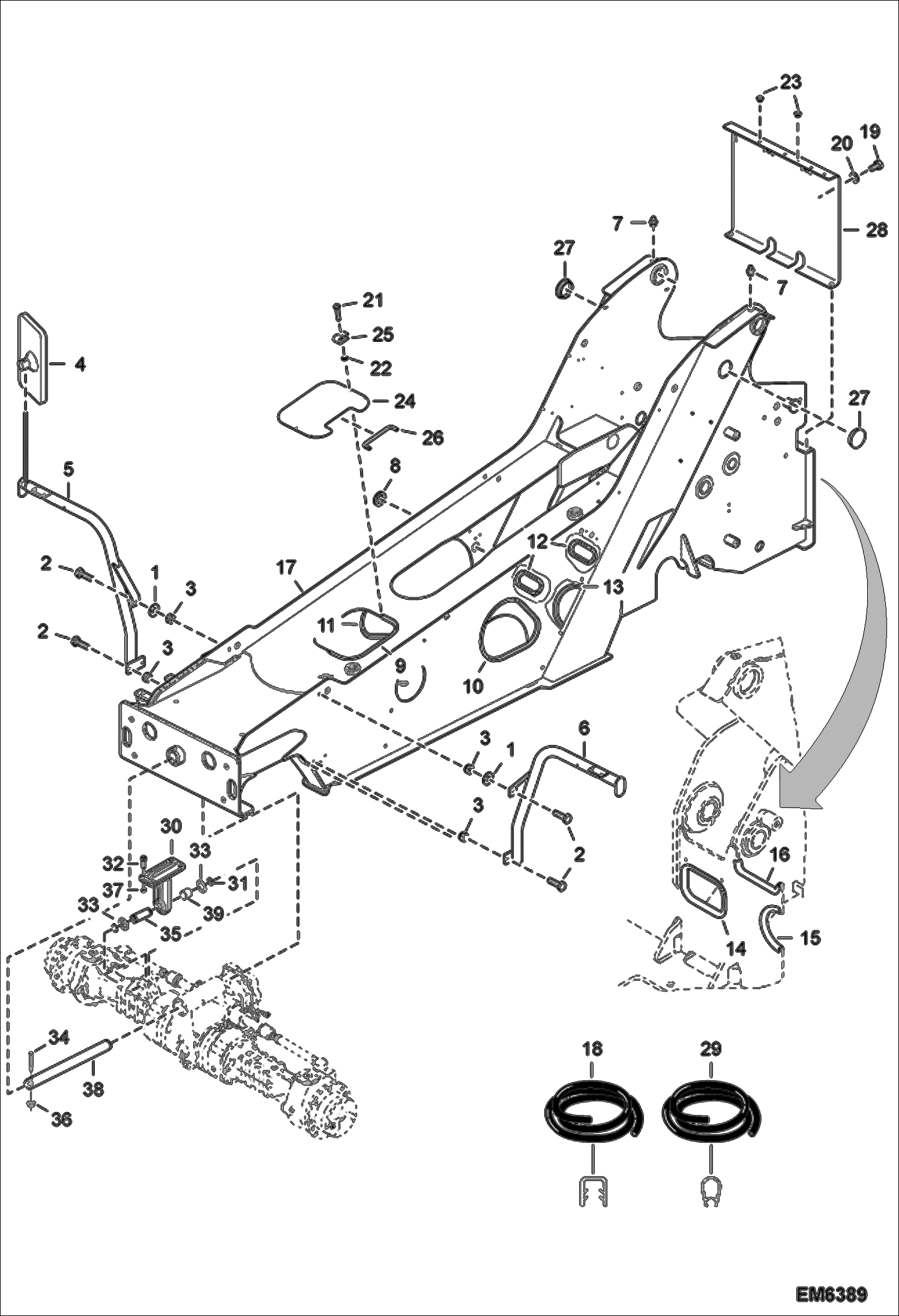 Схема запчастей Bobcat T3571 - FRAME (S/N A8HF13000 & Above, A8H613000 & Above) MAIN FRAME