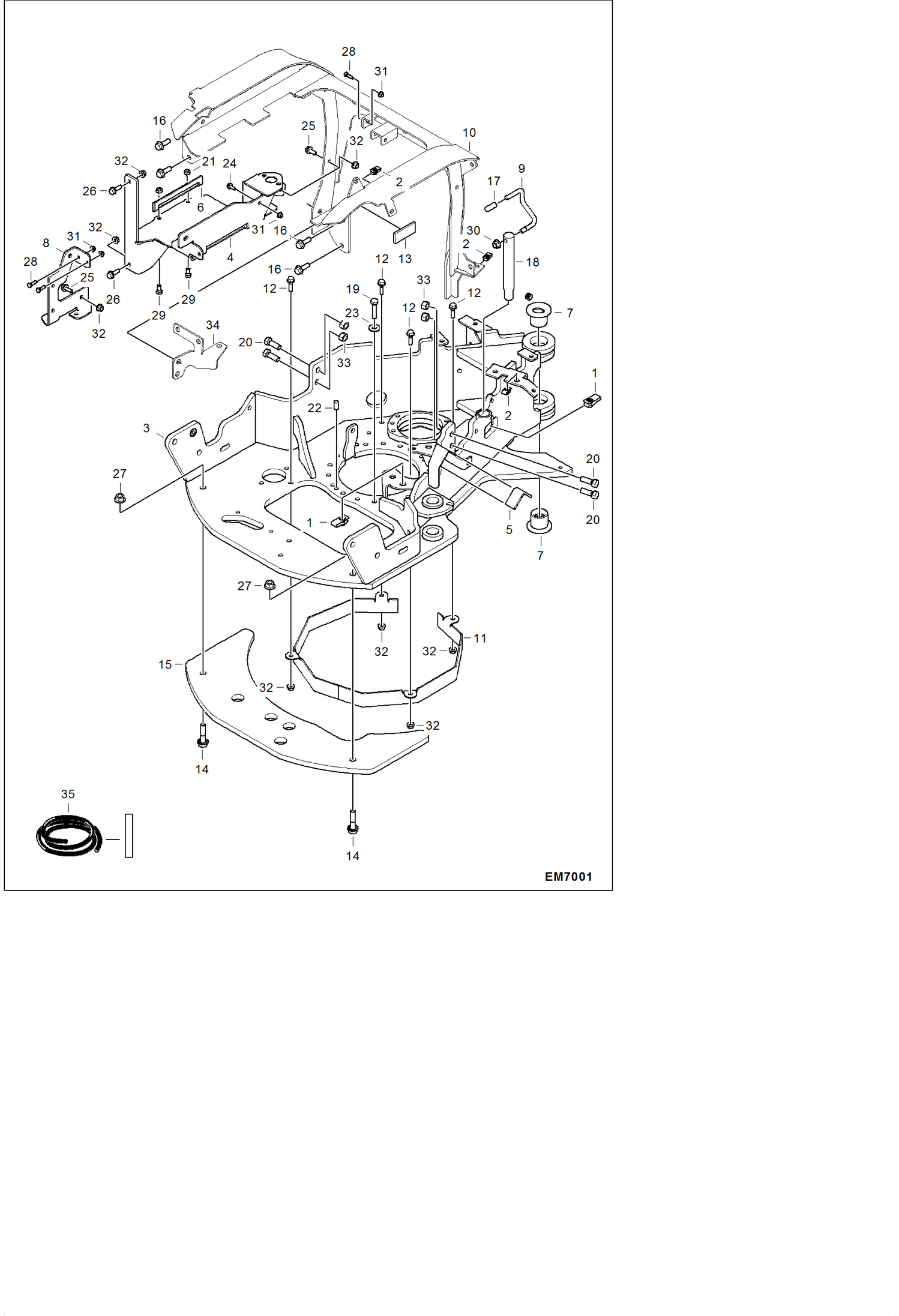 Схема запчастей Bobcat E08 - MAIN FRAME (Frame & Brackets) MAIN FRAME
