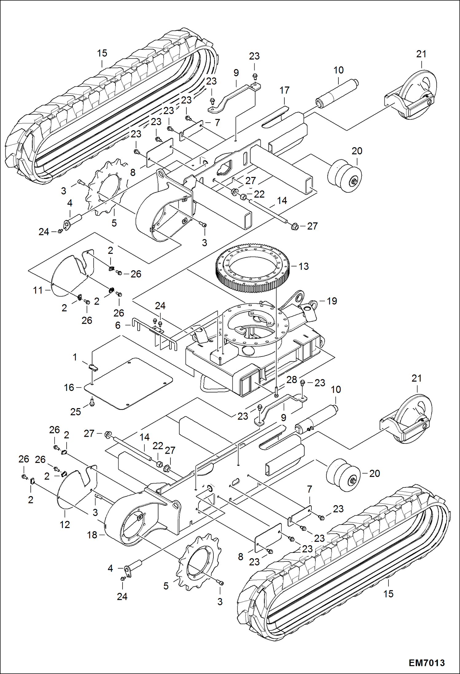 Схема запчастей Bobcat E08 - UNDERCARRIAGE UNDERCARRIAGE