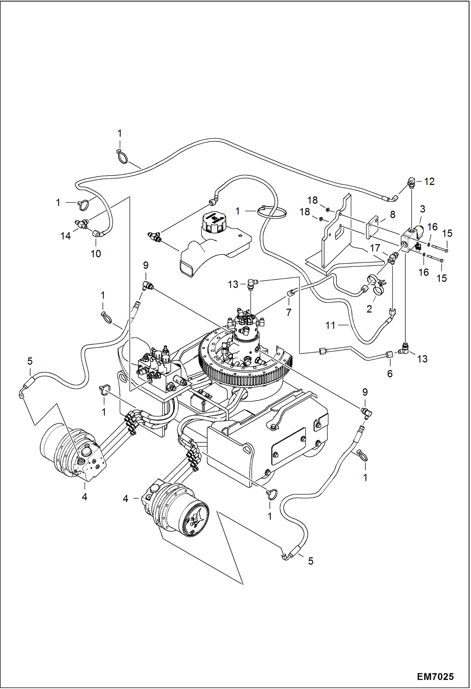 Схема запчастей Bobcat 418 - DRIVE MOTOR CIRCUITRY (S/N AB4711001 - 11897) HYDRAULIC SYSTEM