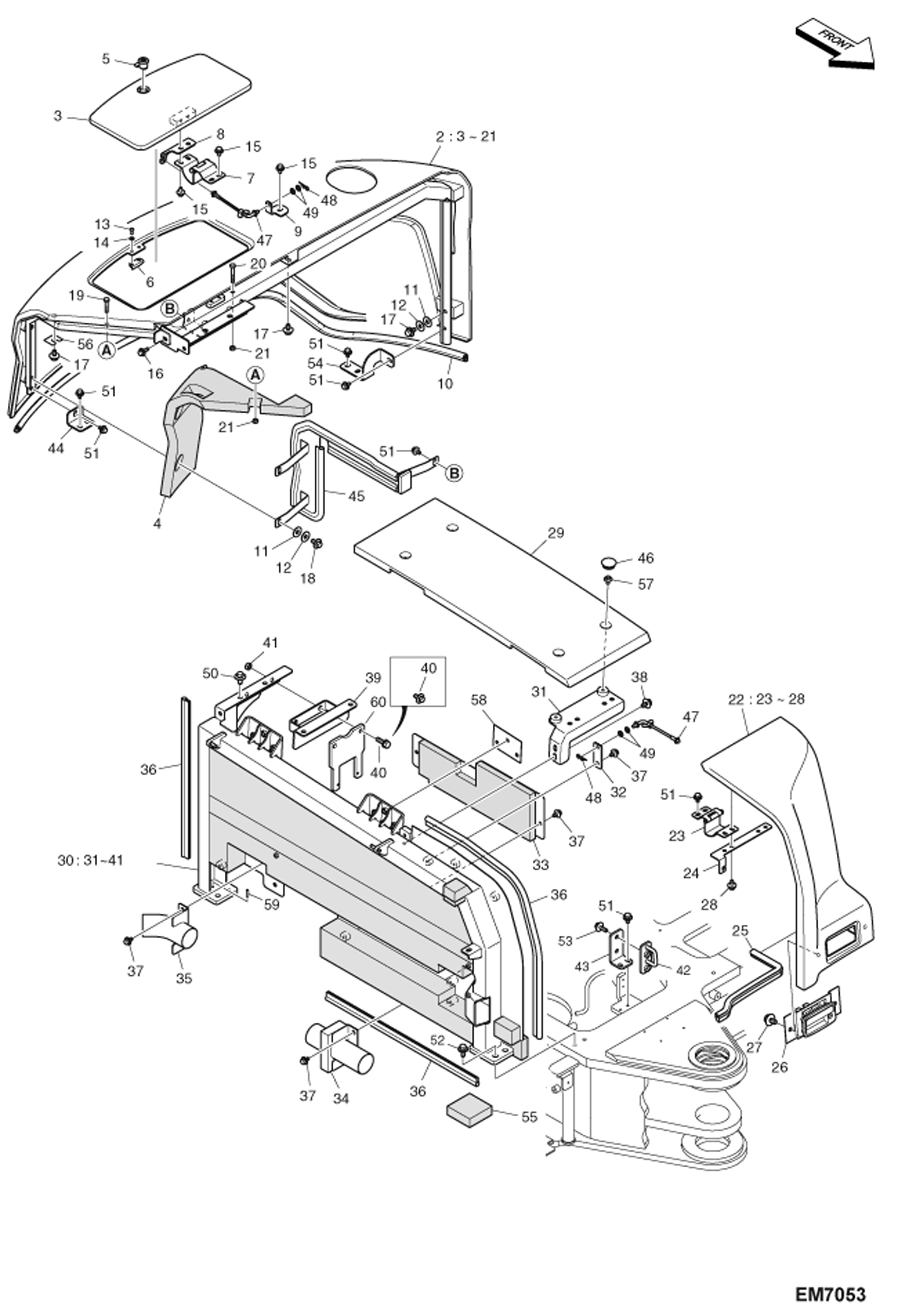 Схема запчастей Bobcat E80 - TAILGATE (S/N AET311192 & Above + AETB11192 & Above) MAIN FRAME