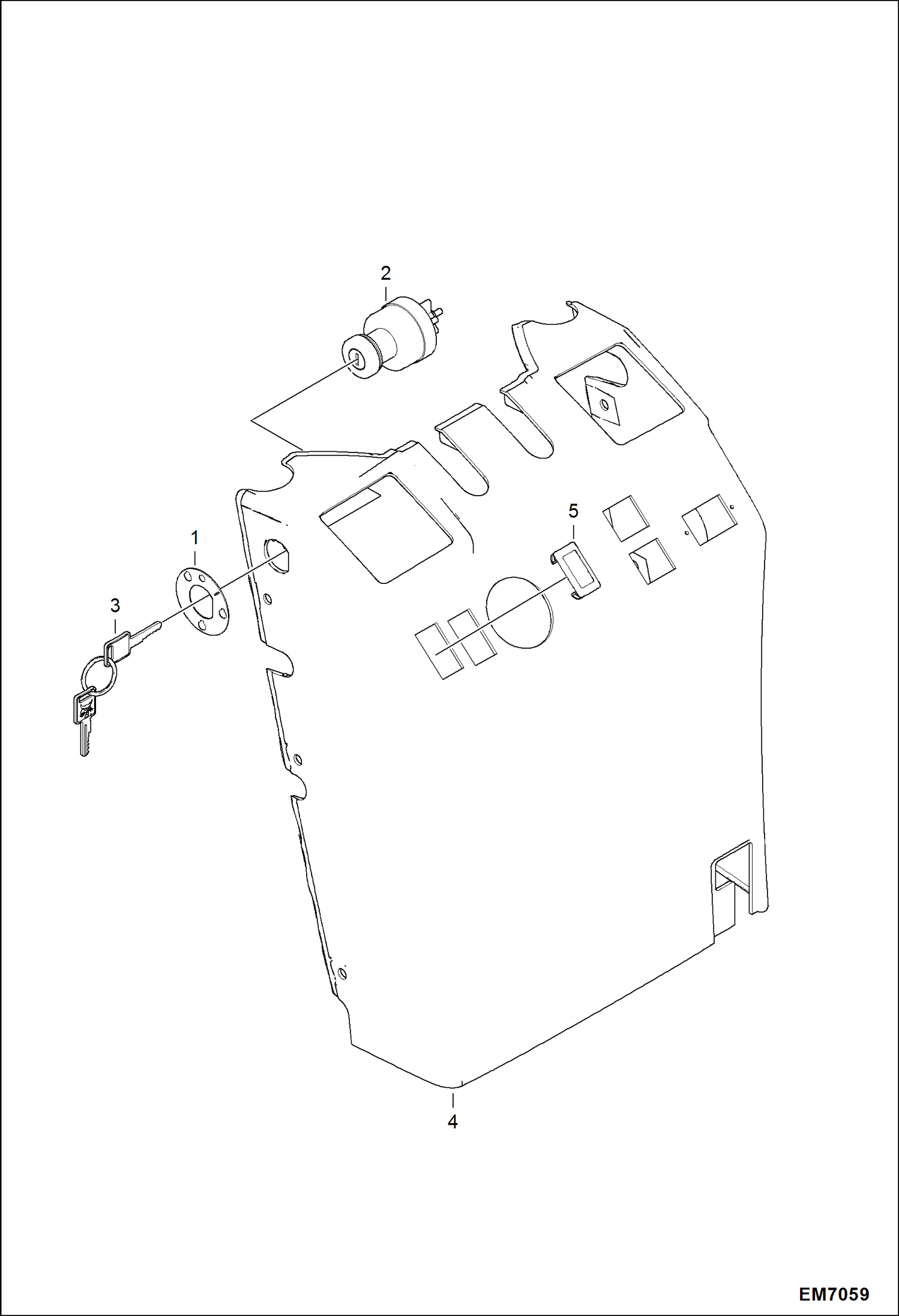 Схема запчастей Bobcat E08 - KEY SWITCH ELECTRICAL SYSTEM