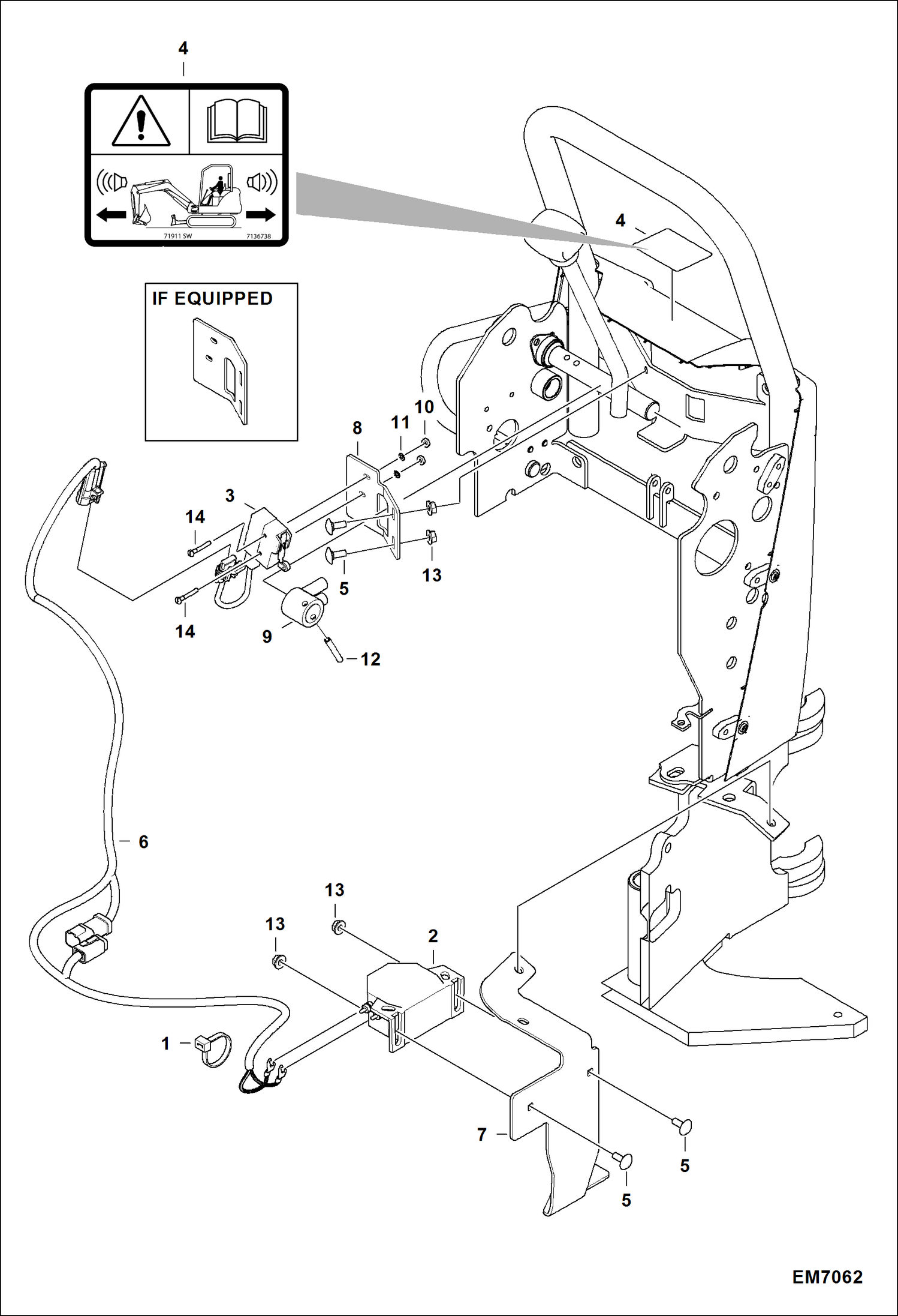 Схема запчастей Bobcat E08 - MOTION ALARM ACCESSORIES & OPTIONS