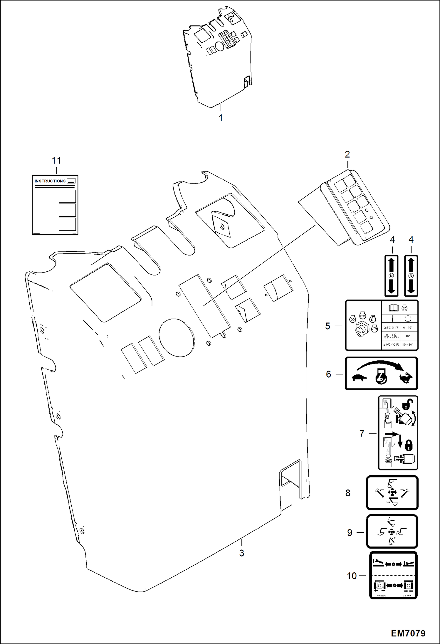 Схема запчастей Bobcat E08 - KEYLESS SWITCH KIT ACCESSORIES & OPTIONS