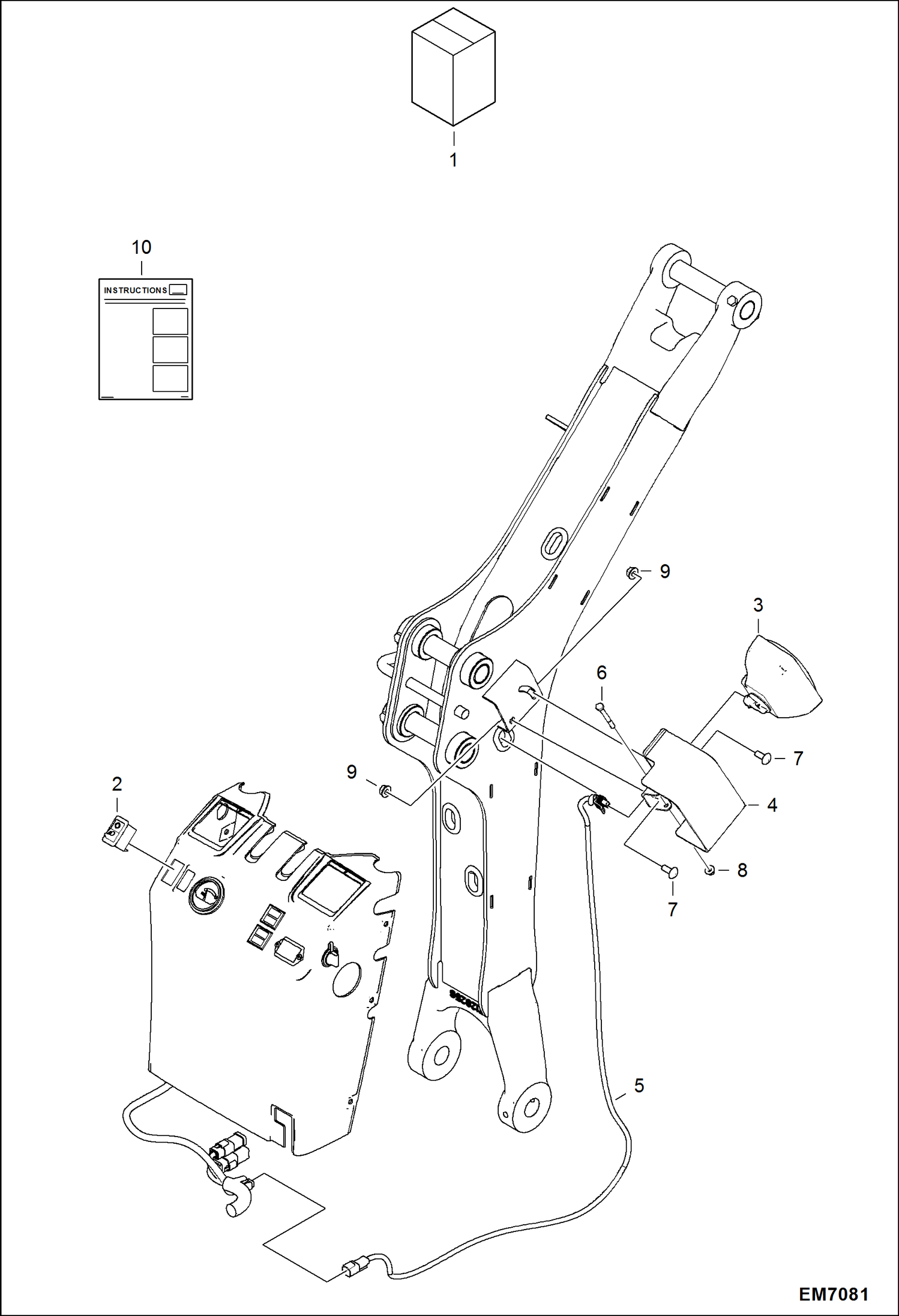 Схема запчастей Bobcat 418 - BOOM LIGHT HOUSING KIT ACCESSORIES & OPTIONS