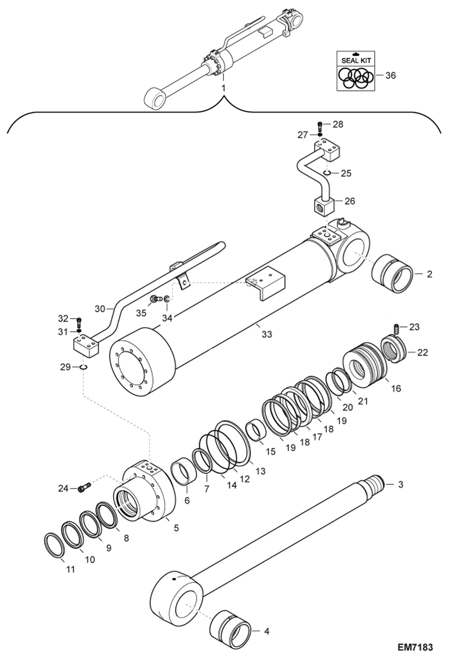 Схема запчастей Bobcat E80 - ARTICULATED BOOM (Lower Boom Cylinder) (EMEA) ACCESSORIES & OPTIONS