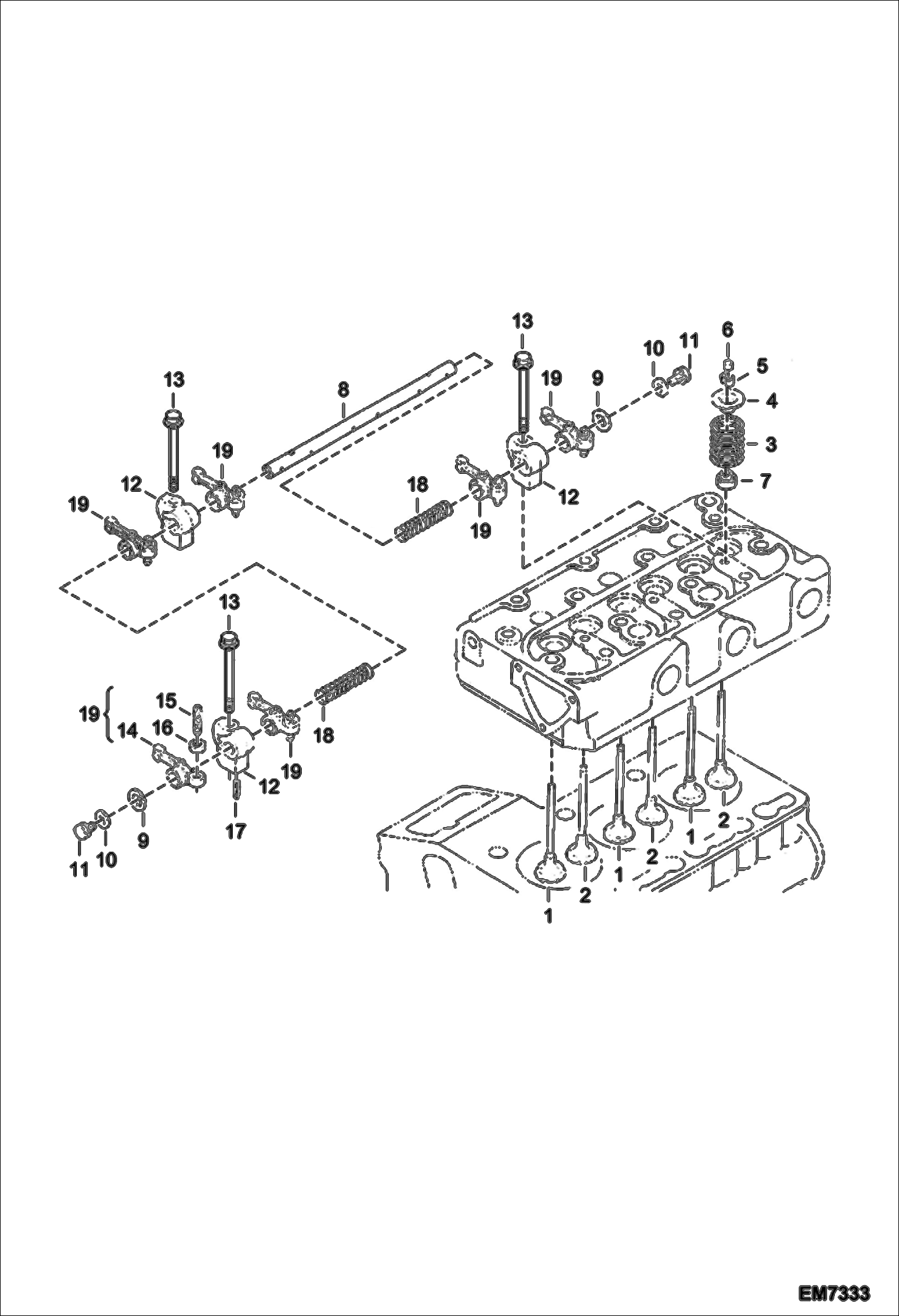 Схема запчастей Bobcat E10 - VALVE AND ROCKER ARM POWER UNIT