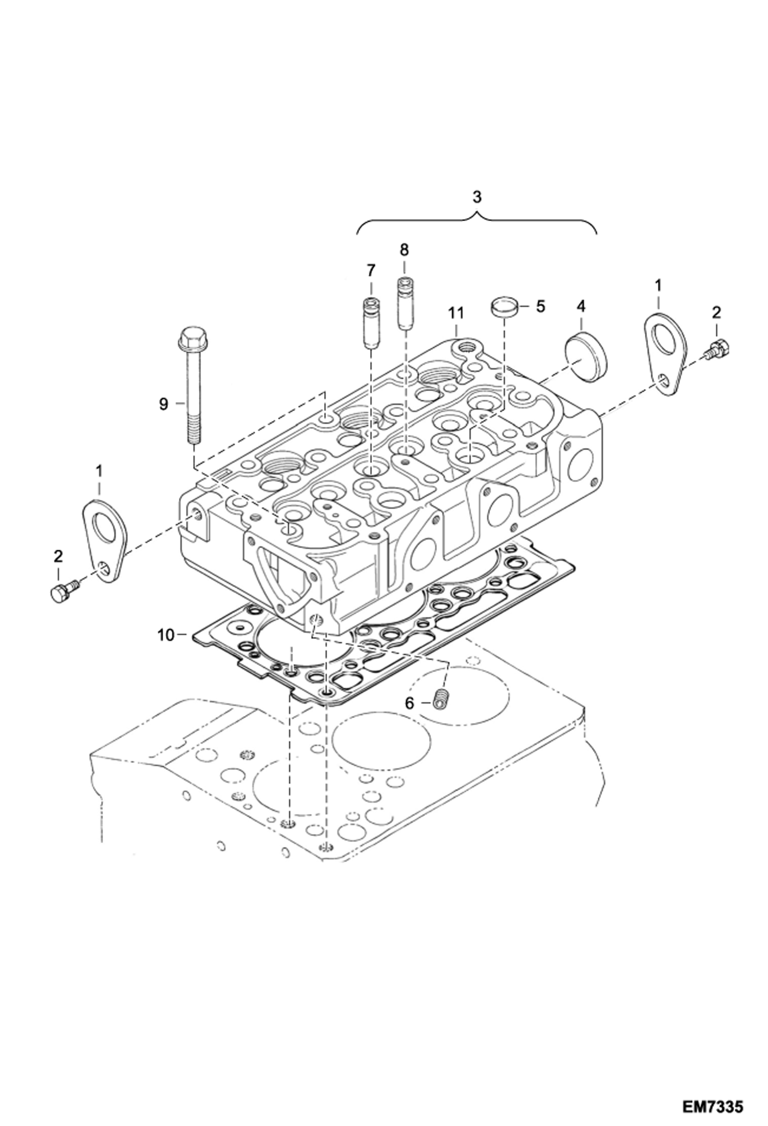 Схема запчастей Bobcat E08 - CYLINDER HEAD POWER UNIT