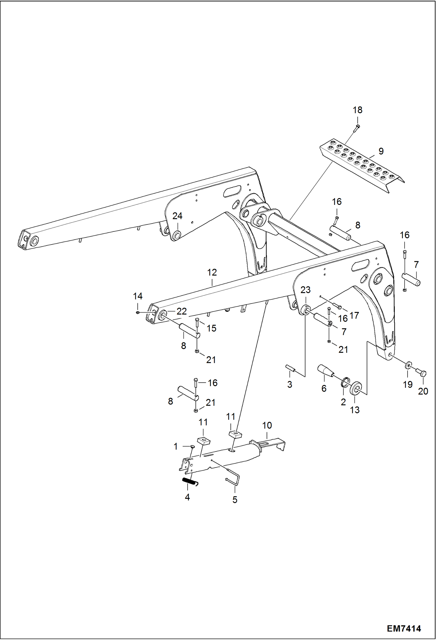 Схема запчастей Bobcat S-Series - LIFT ARM MAIN FRAME