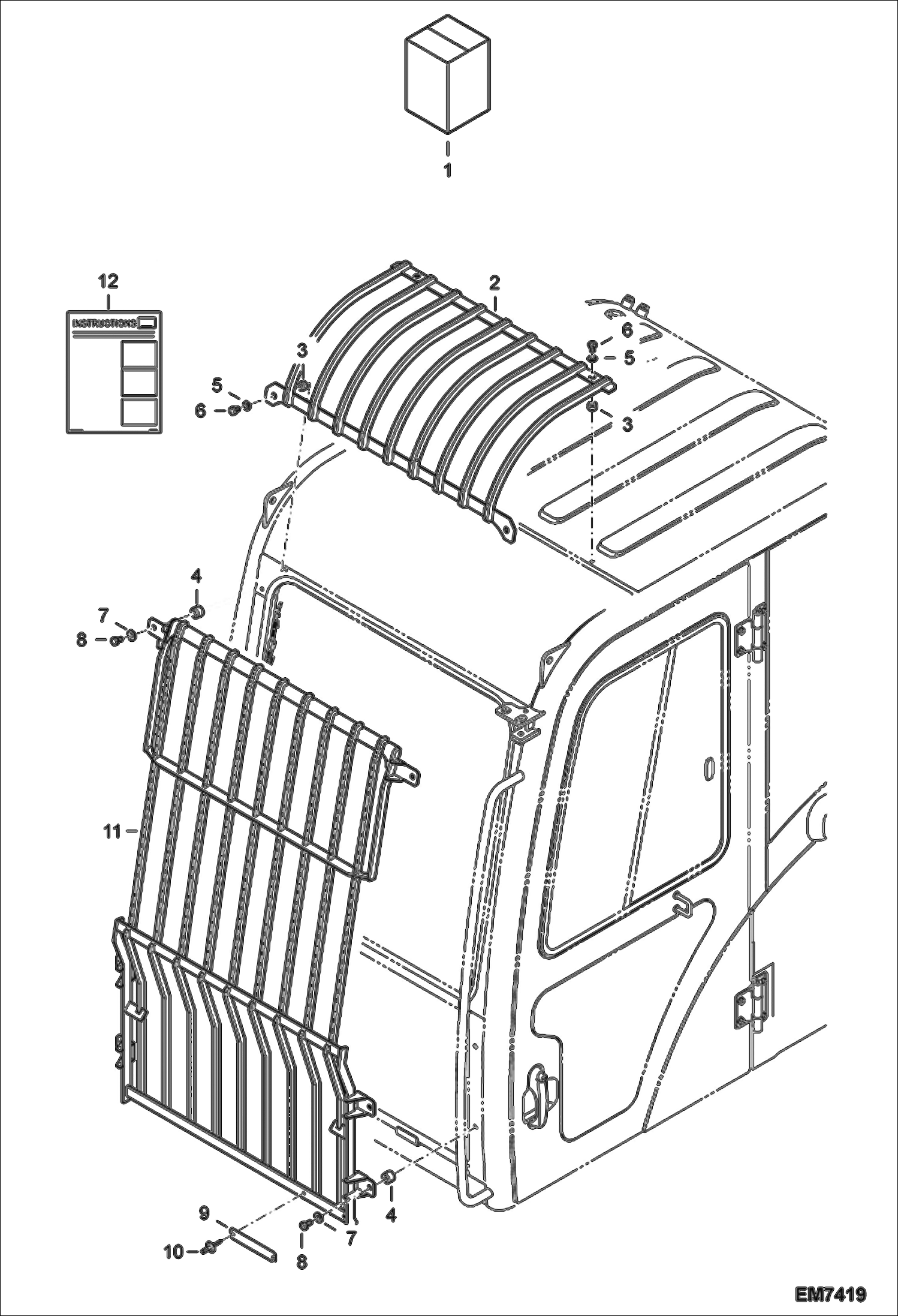 Схема запчастей Bobcat E55W - SPECIAL APPLICATION KIT (FOGS + Roof Guard) ACCESSORIES & OPTIONS
