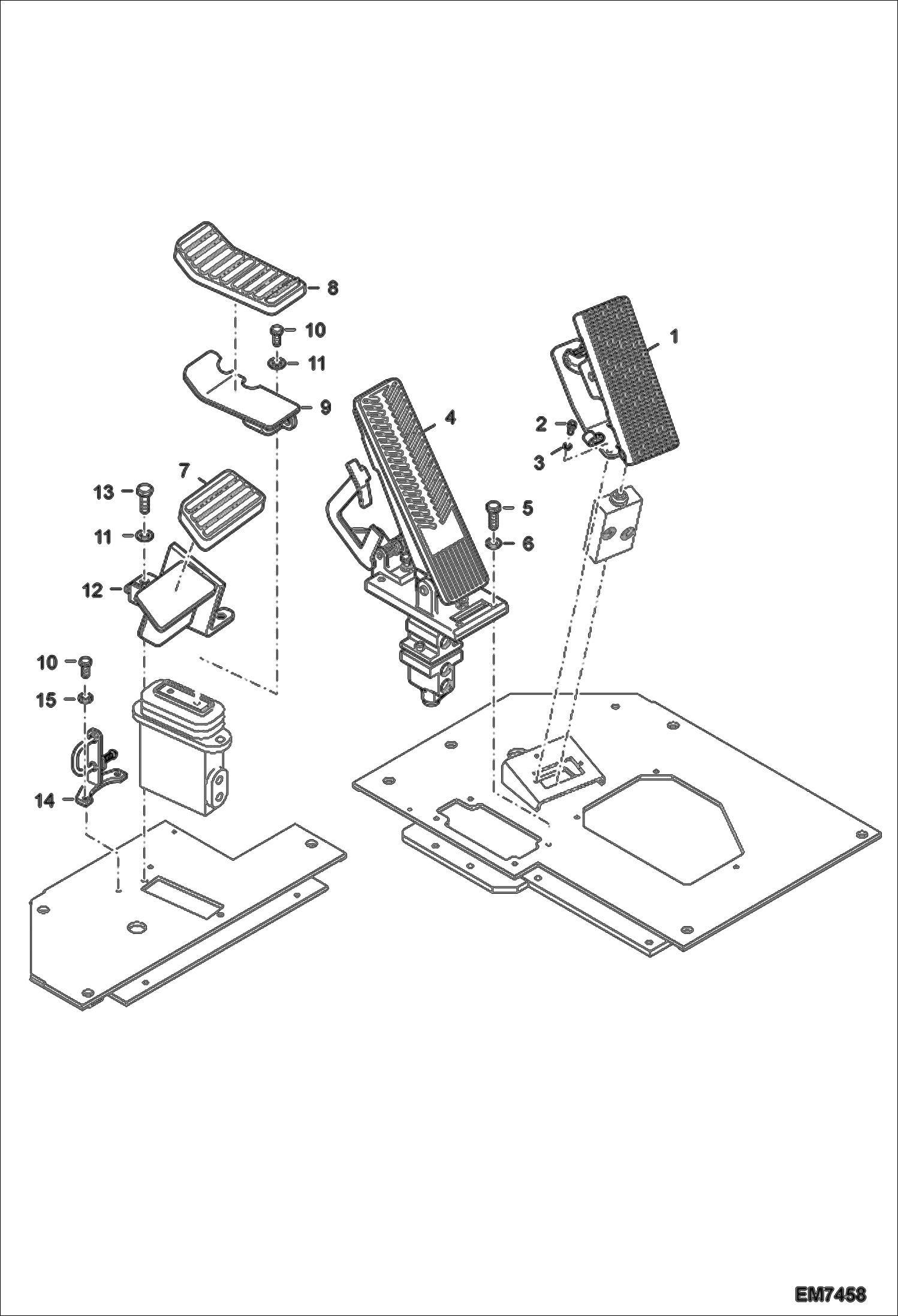 Схема запчастей Bobcat E55W - PEDALS CONTROLS
