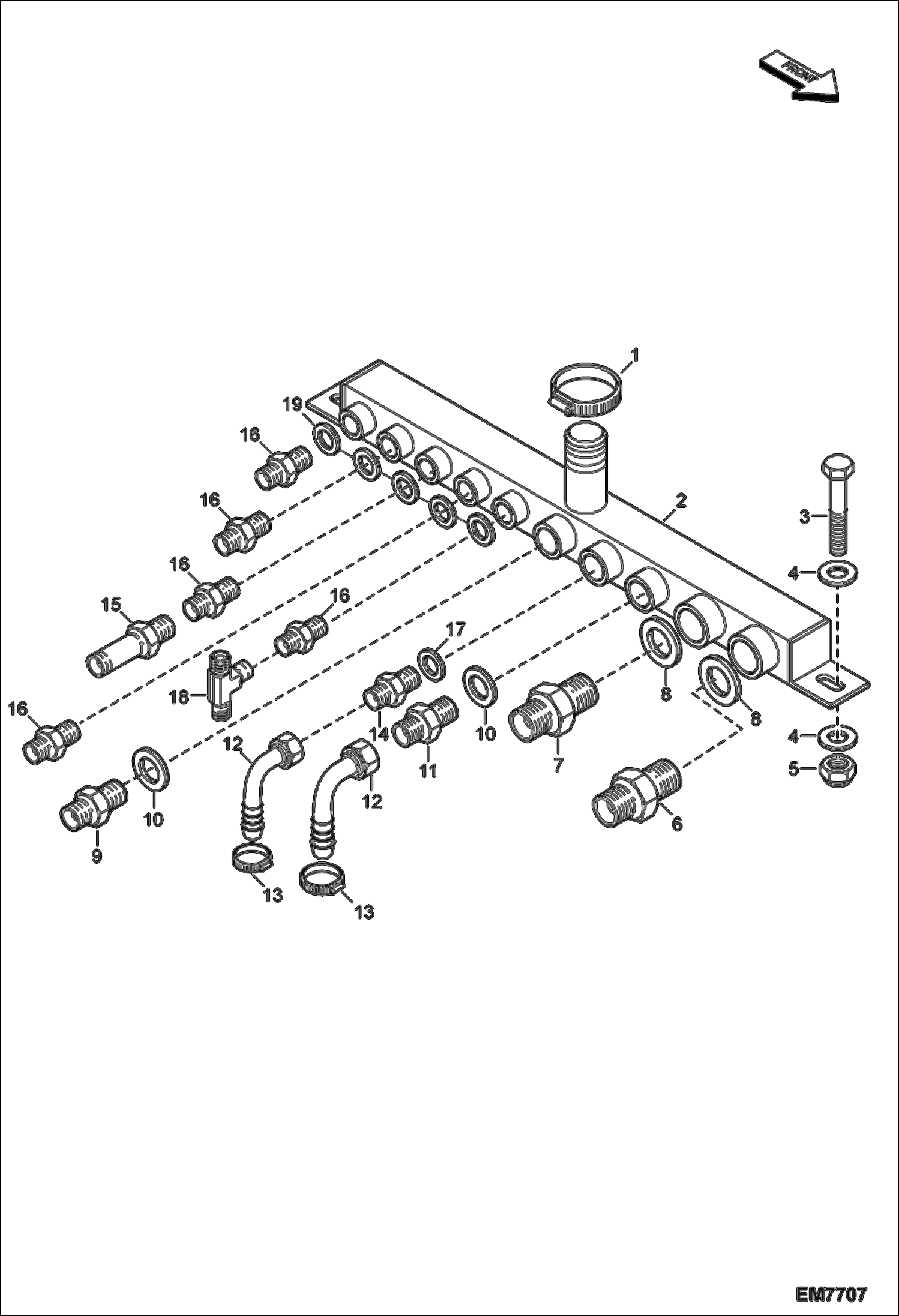 Схема запчастей Bobcat TR35160 - MANIFOLD INSTALLATION HYDRAULIC SYSTEM