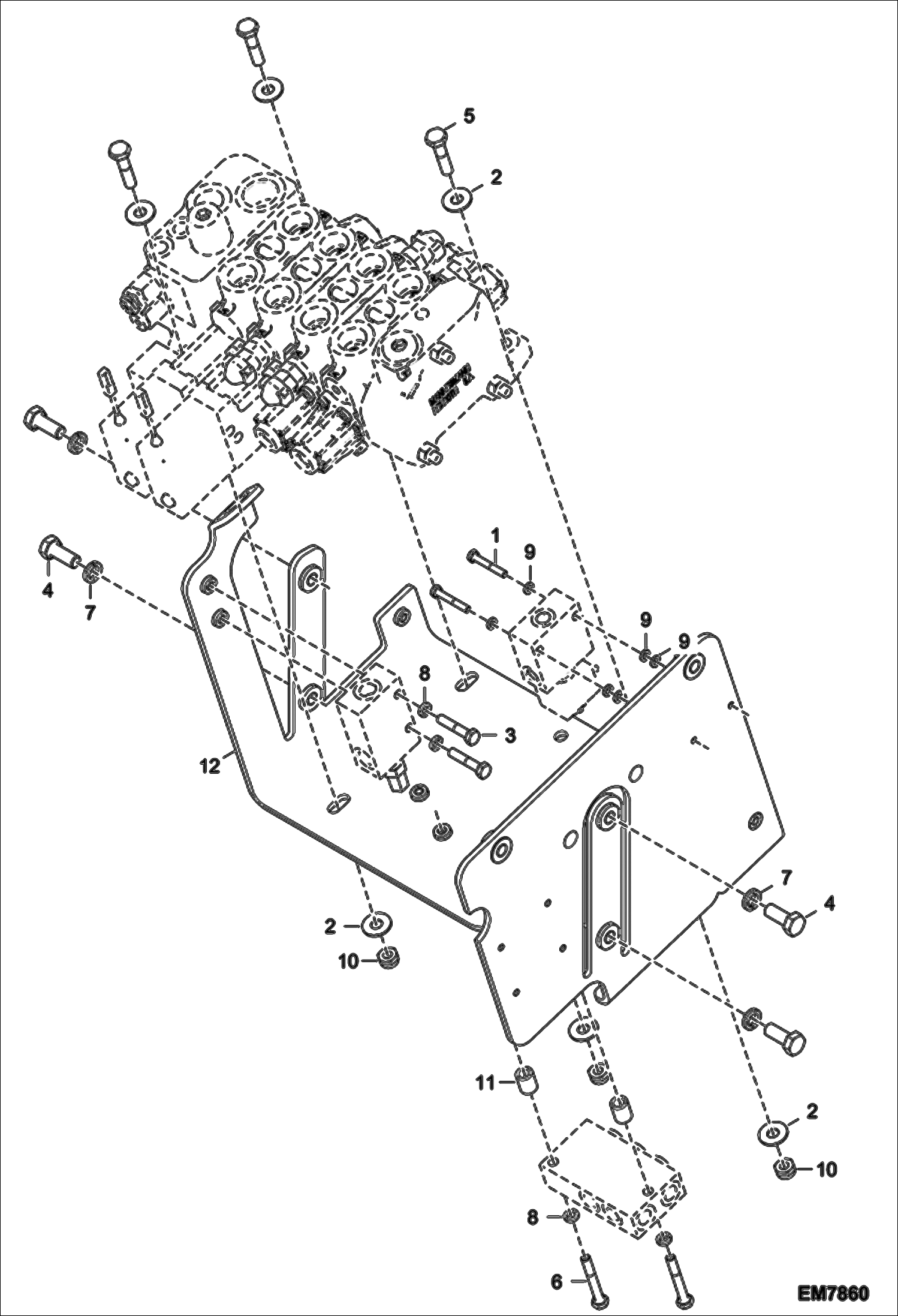 Схема запчастей Bobcat T2556 - HYDRAULIC CONTROL VALVE FIXATION HYDRAULIC SYSTEM