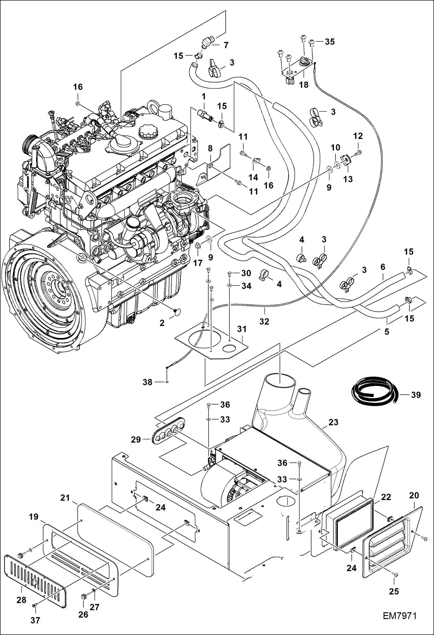 Схема запчастей Bobcat TL360 - HEATER MAIN FRAME