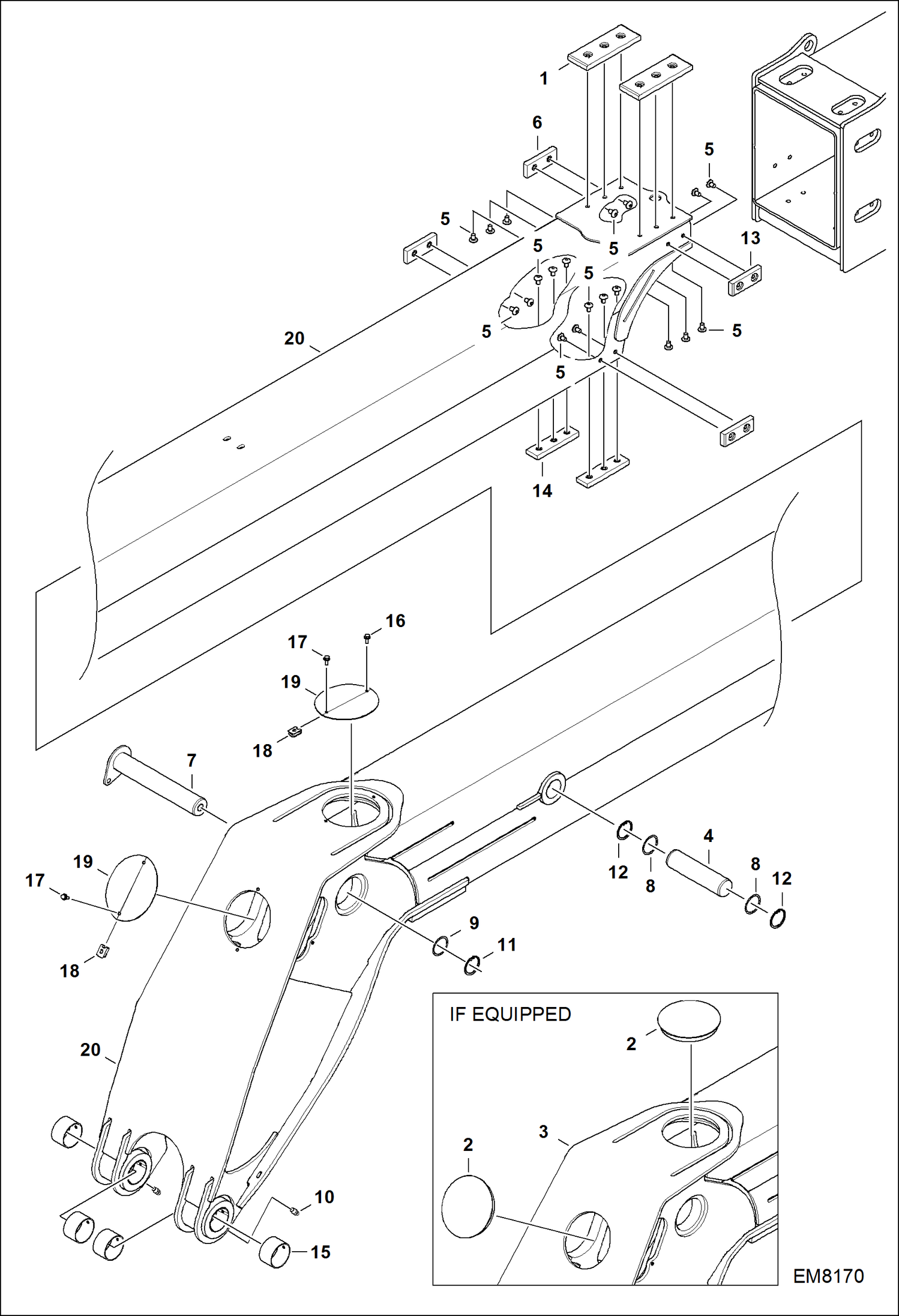 Схема запчастей Bobcat TL470 - END BOOM MAIN FRAME