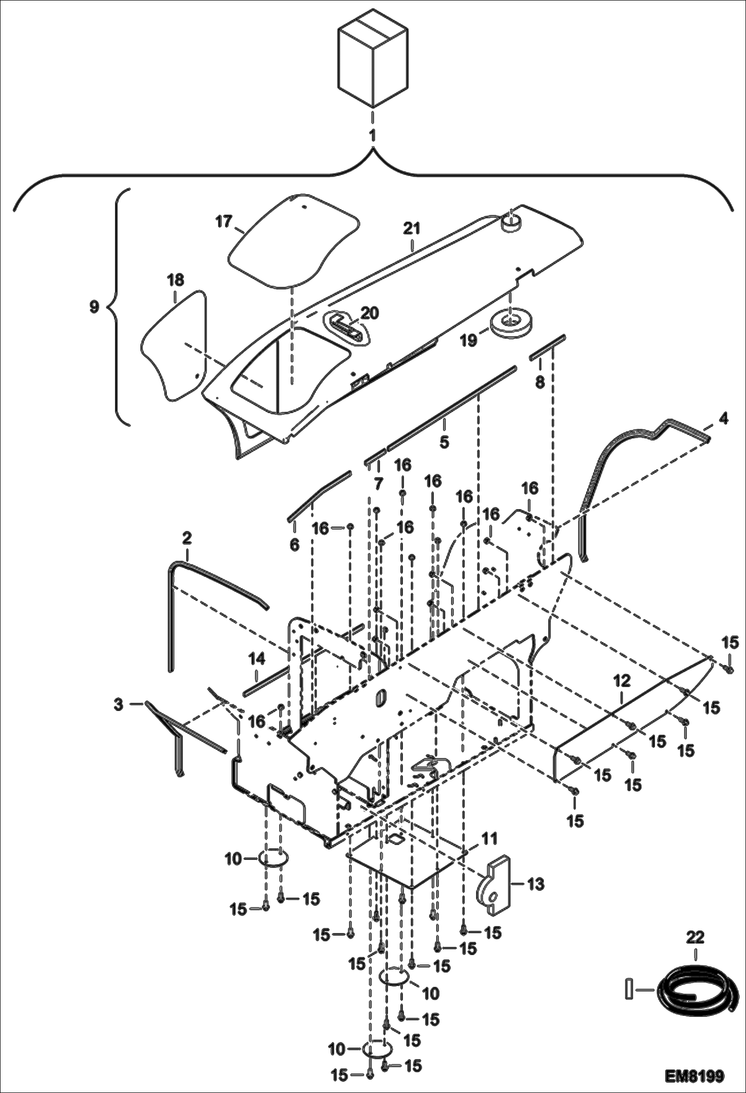 Схема запчастей Bobcat V417 - ENGINE BASKET & COVER KIT (S/N AC1C12004 & Above, AC1D12001 & Above) ACCESSORIES & OPTIONS