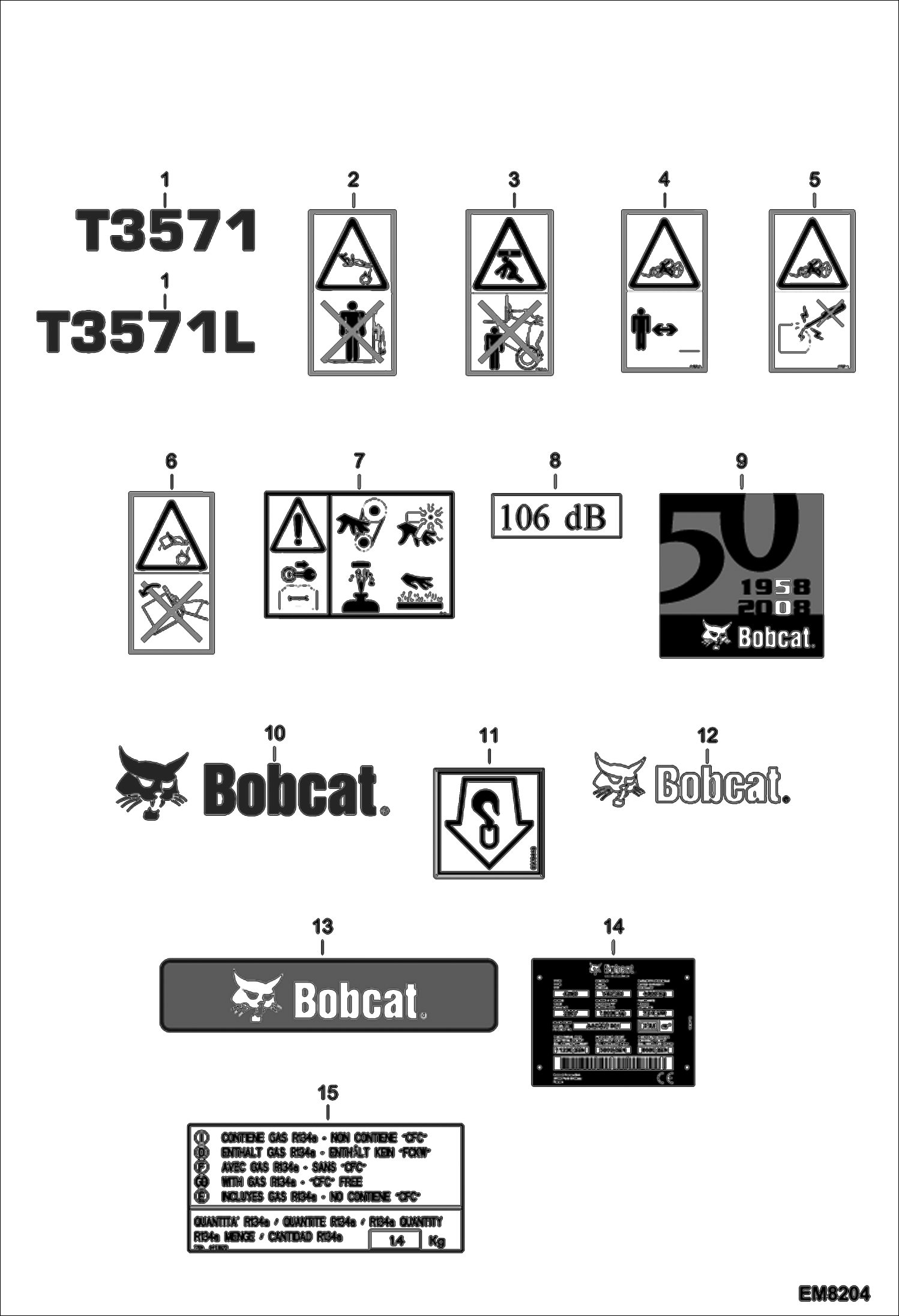 Схема запчастей Bobcat T3571L - DECALS (Outside) ACCESSORIES & OPTIONS