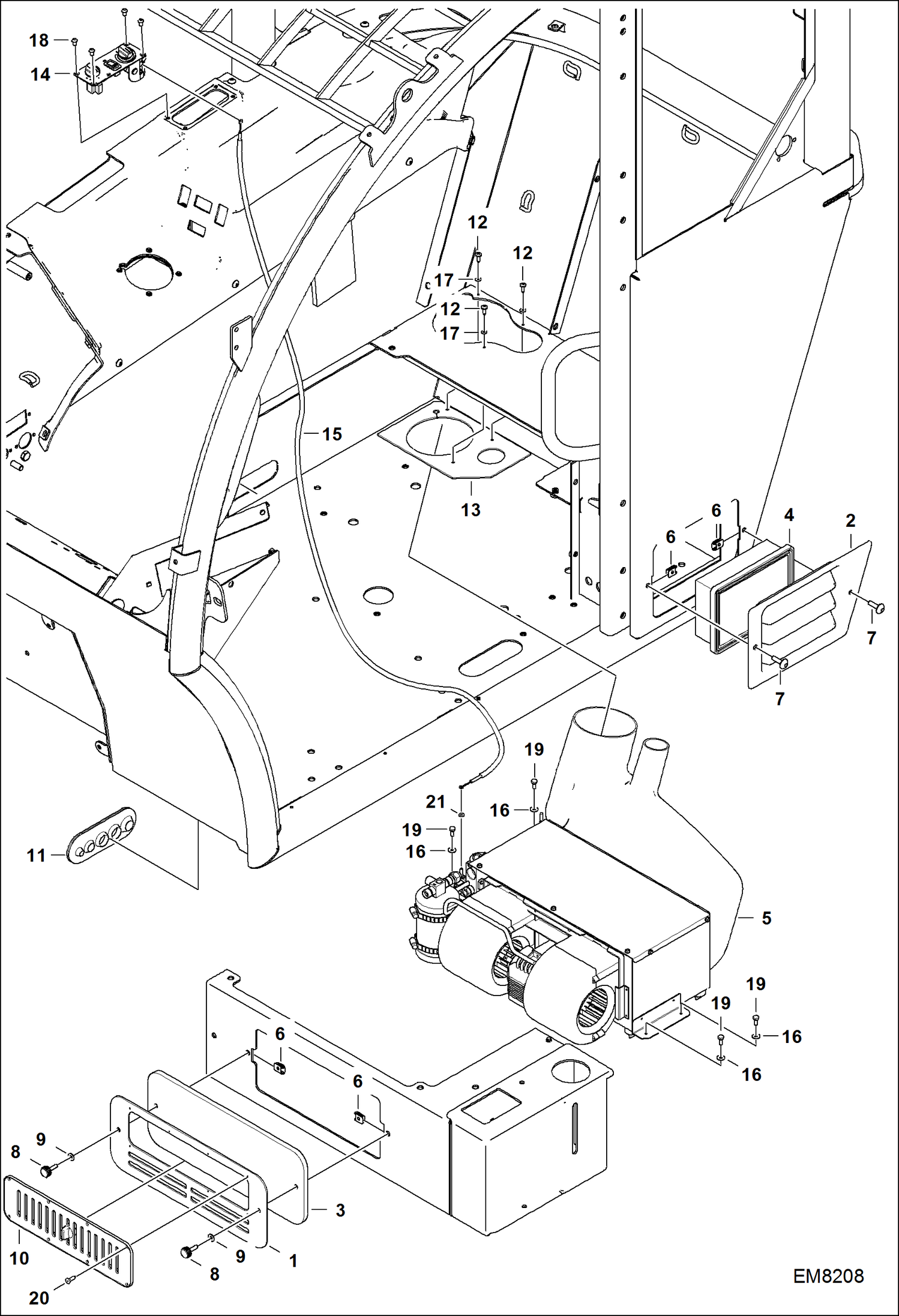 Схема запчастей Bobcat TL360 - AIR CONDITIONING (Cab) ACCESSORIES & OPTIONS