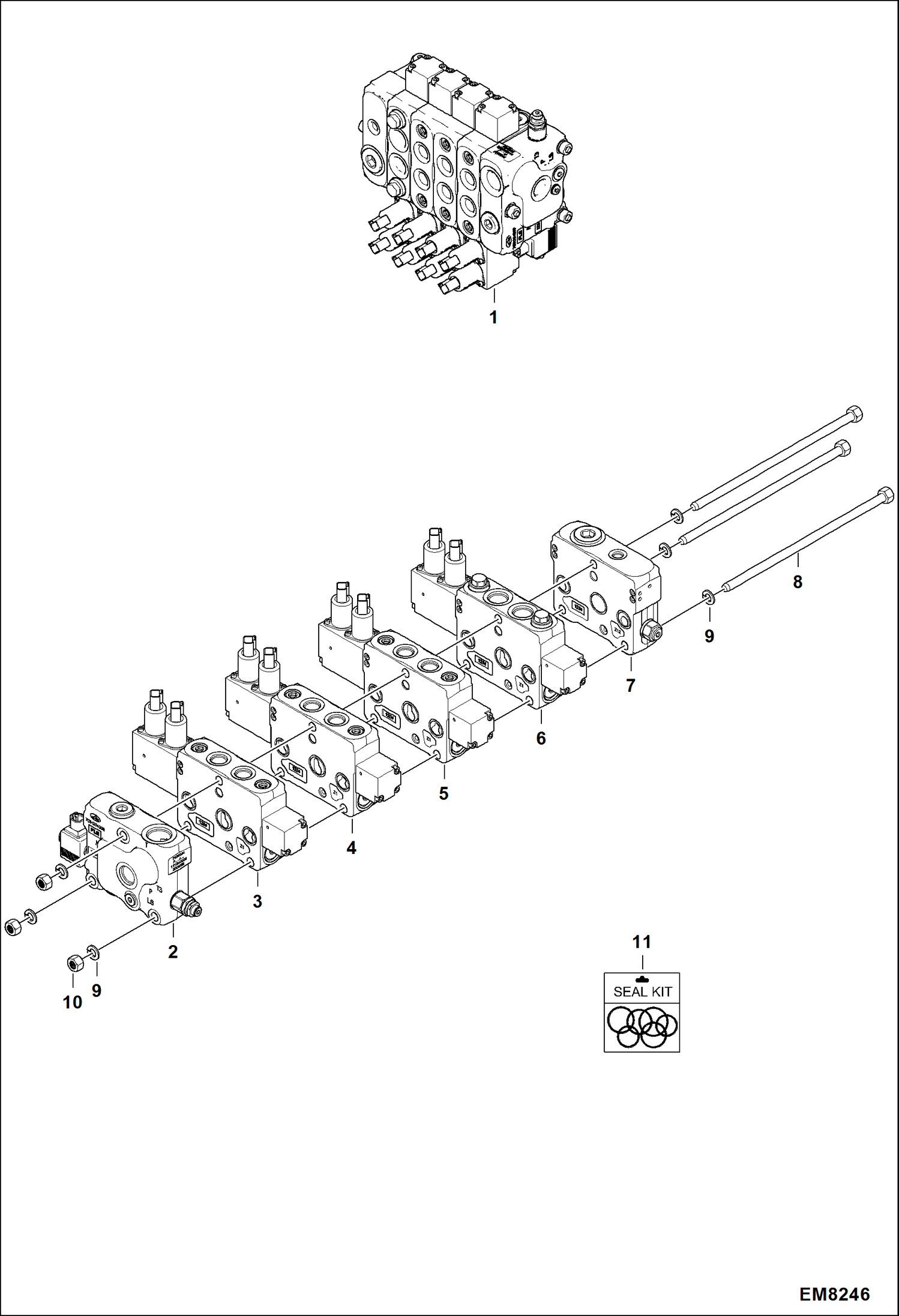 Схема запчастей Bobcat TL360 - CONTROL VALVE HYDRAULIC SYSTEM