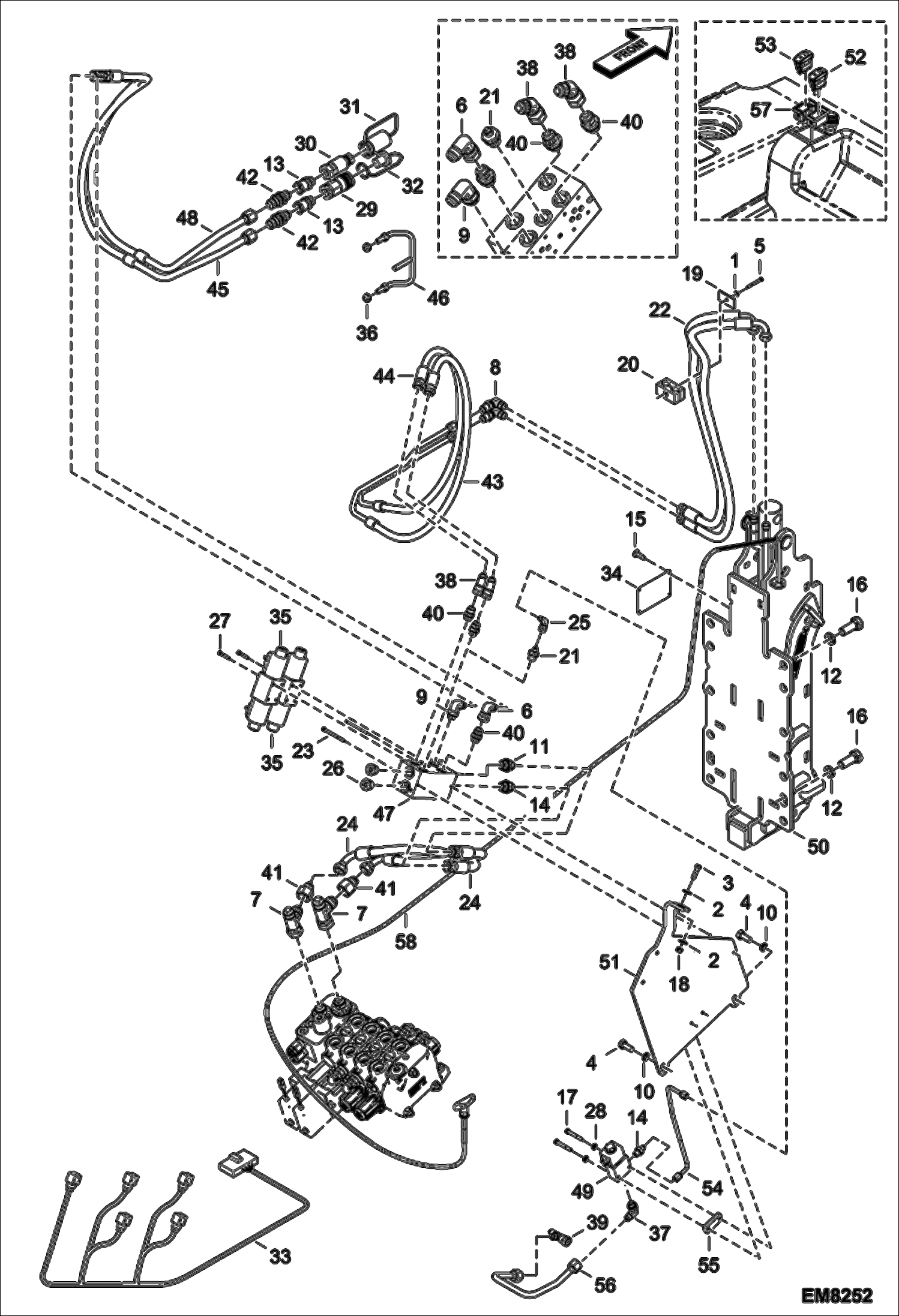 Схема запчастей Bobcat T2566 - REAR HYDRAULIC HOOK & AUXILIARY HYDRAULICS (S/N A8FR15000 & Above, A8G315000 & Above) ACCESSORIES & OPTIONS