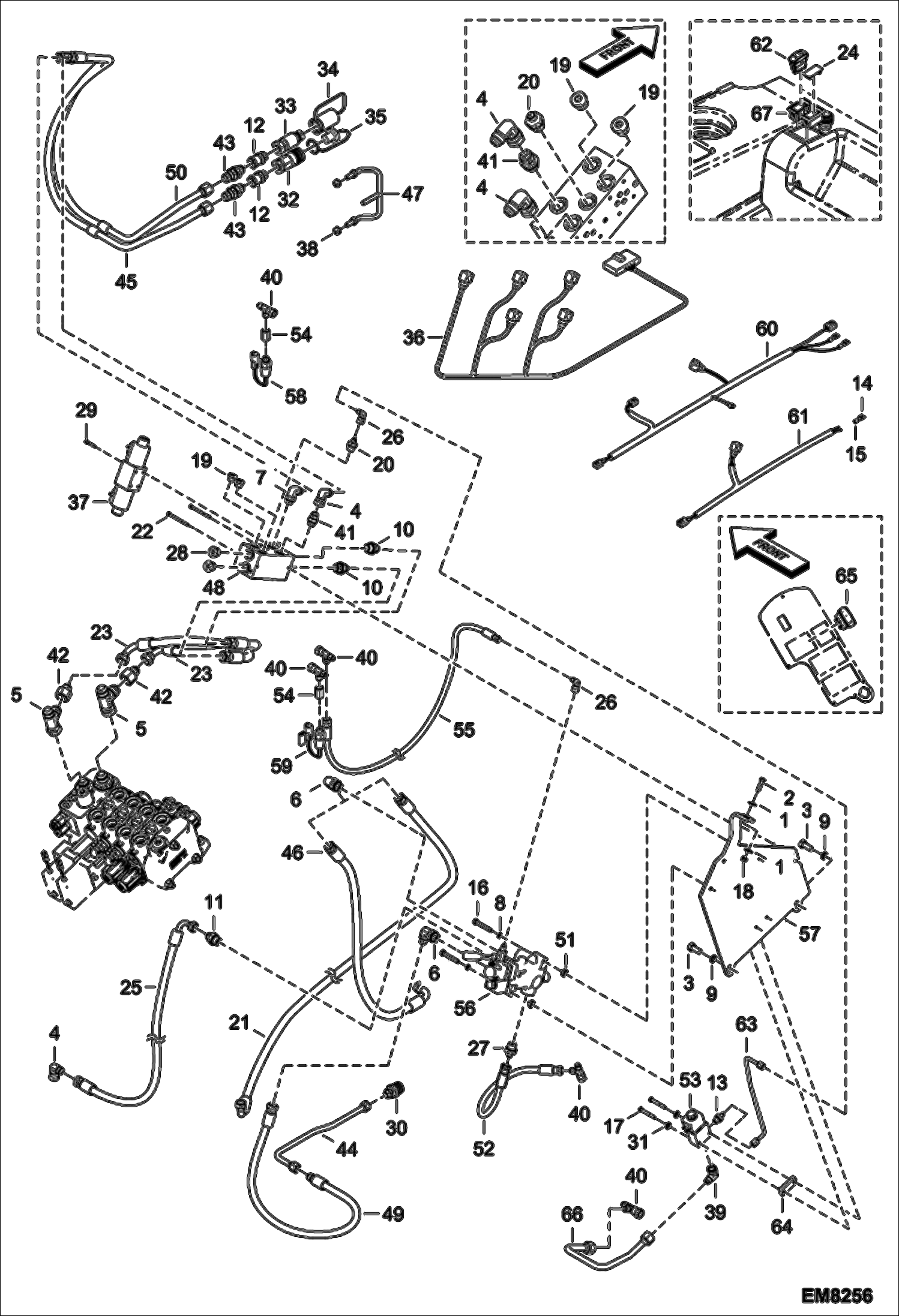 Схема запчастей Bobcat T2566 - REAR AUXILIARY HYDRAULICS & TRAILER BRAKE (Italy Version) (S/N A8FR15000 & Above, A8G315000 & Above) ACCESSORIES & OPTIONS